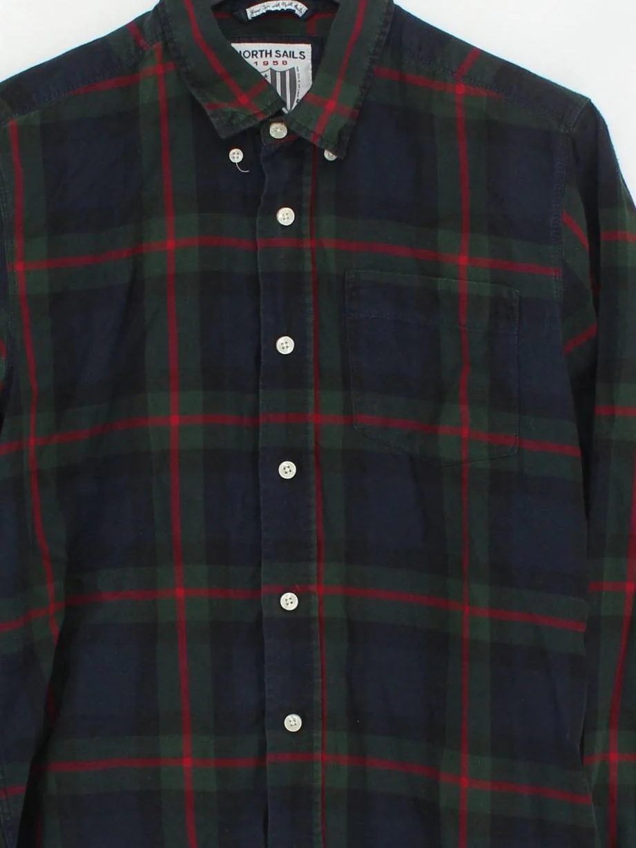 North Sails Men's Shirt M Blue Checkered 100% Cotton Basic - Image 3