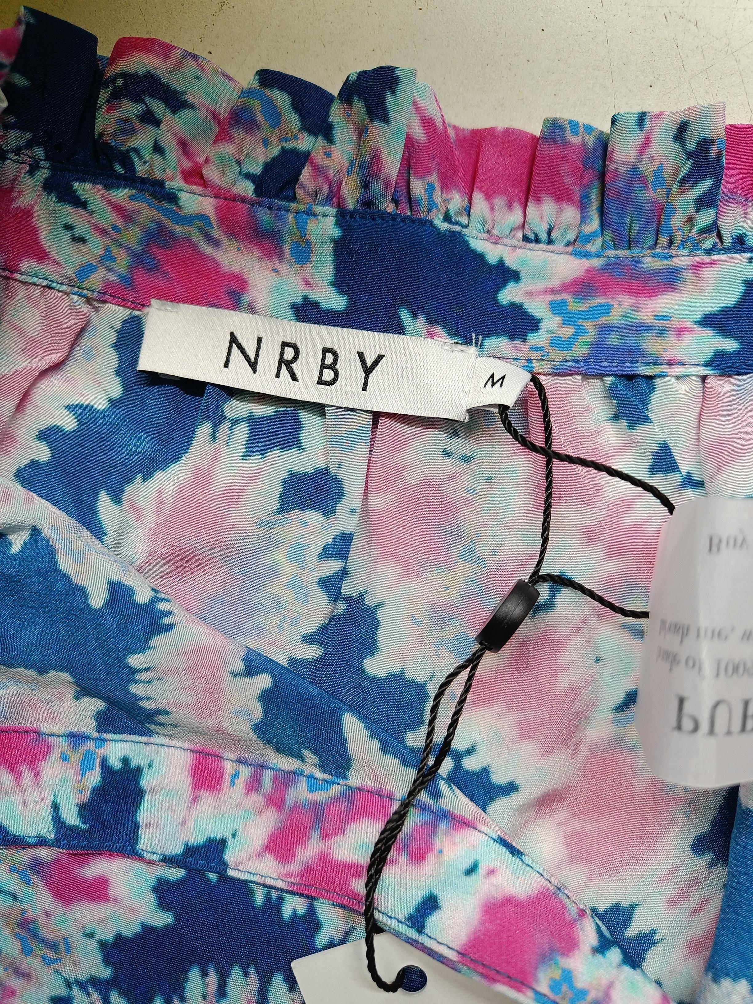 NRBY Women's Top M Multi 100% Silk Long Sleeve V-Neck Basic New with tags - Image 5