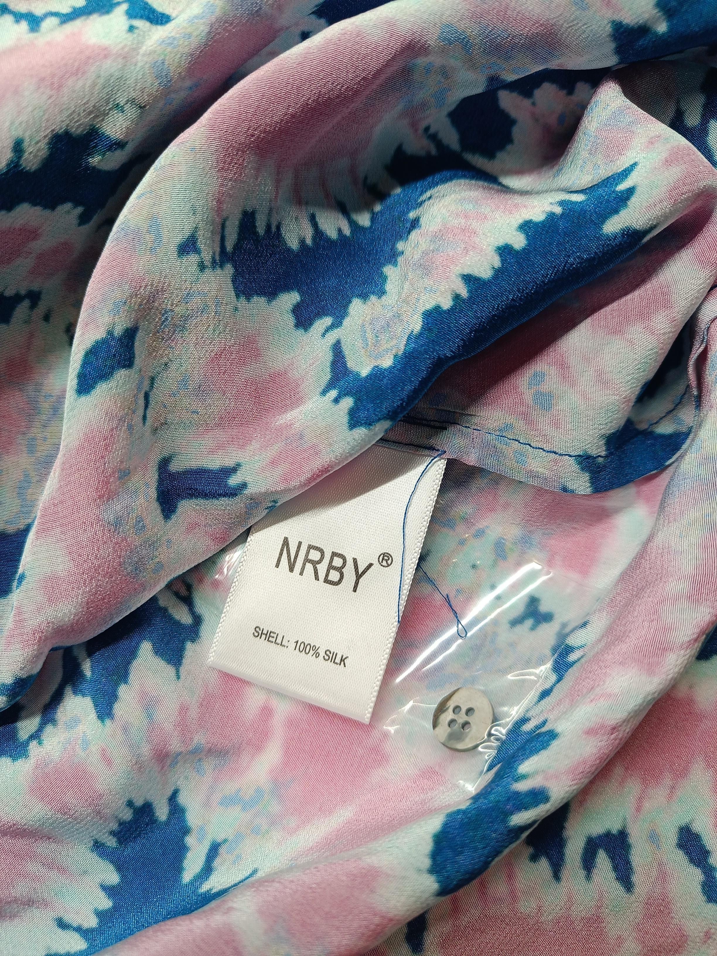 NRBY Women's Top M Multi 100% Silk Long Sleeve V-Neck Basic New with tags - Image 6