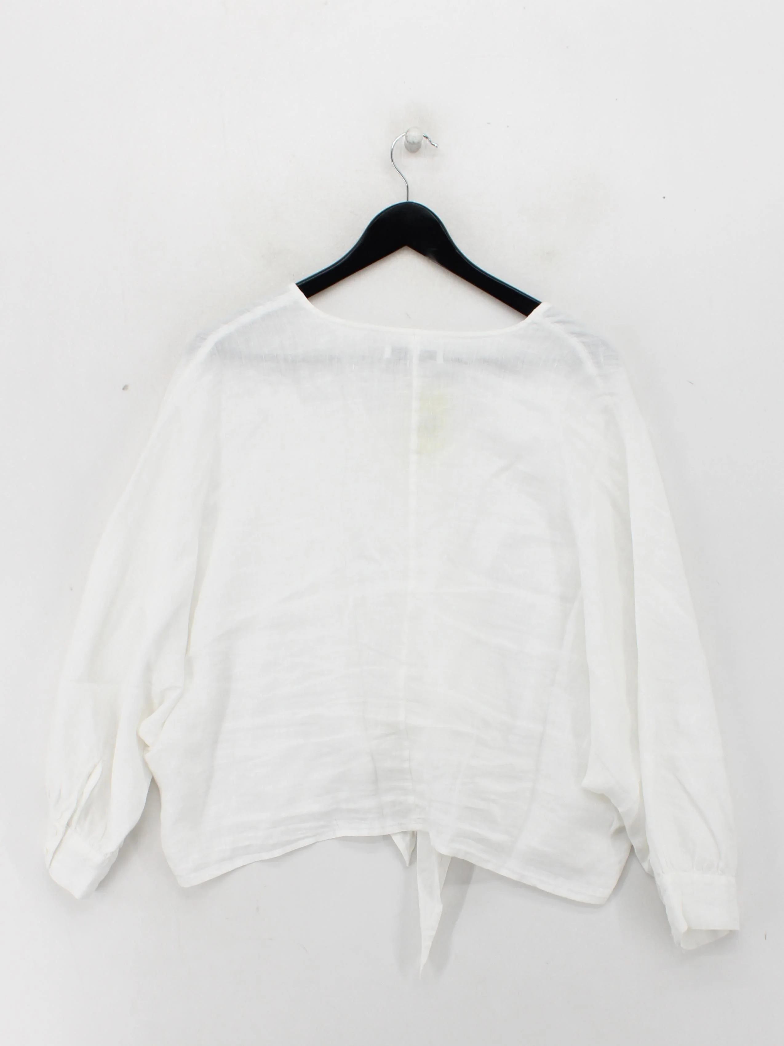 NRBY Women's Top M White 100% Other Long Sleeve V-Neck Cropped - Image 2