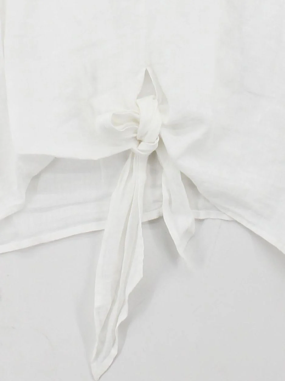 NRBY Women's Top M White 100% Other Long Sleeve V-Neck Cropped - Image 4