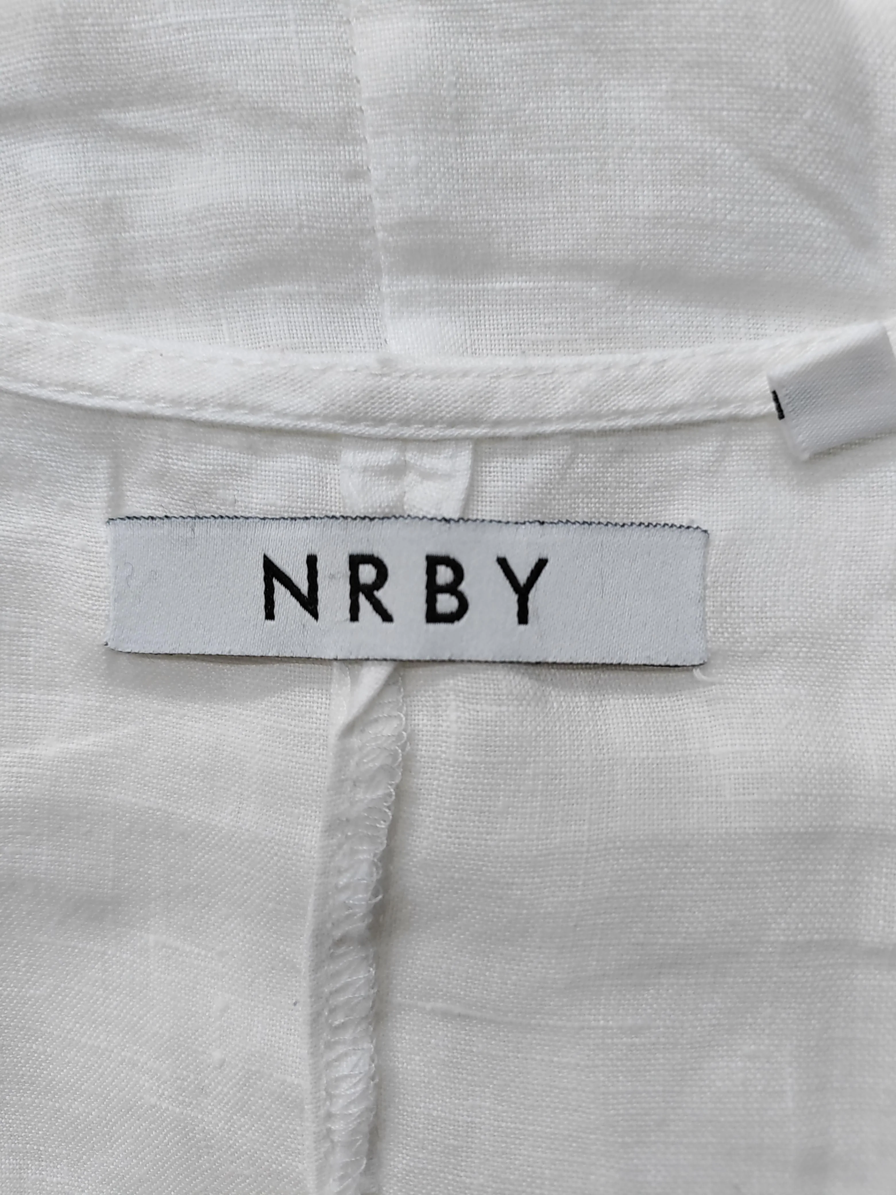 NRBY Women's Top M White 100% Other Long Sleeve V-Neck Cropped - Image 5