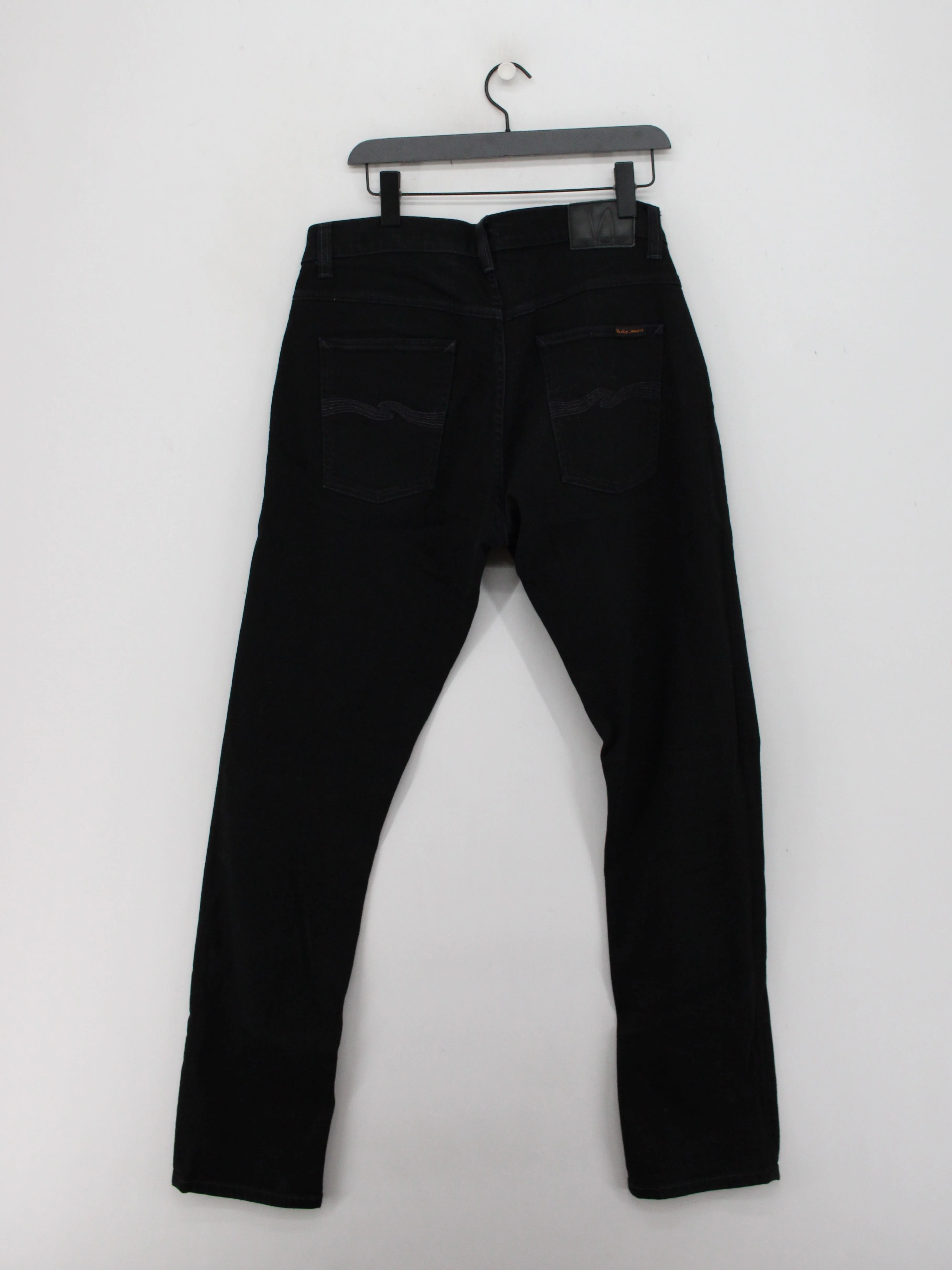 Nudie Jeans Men's Jeans L Black Cotton with Elastane Straight - Image 2