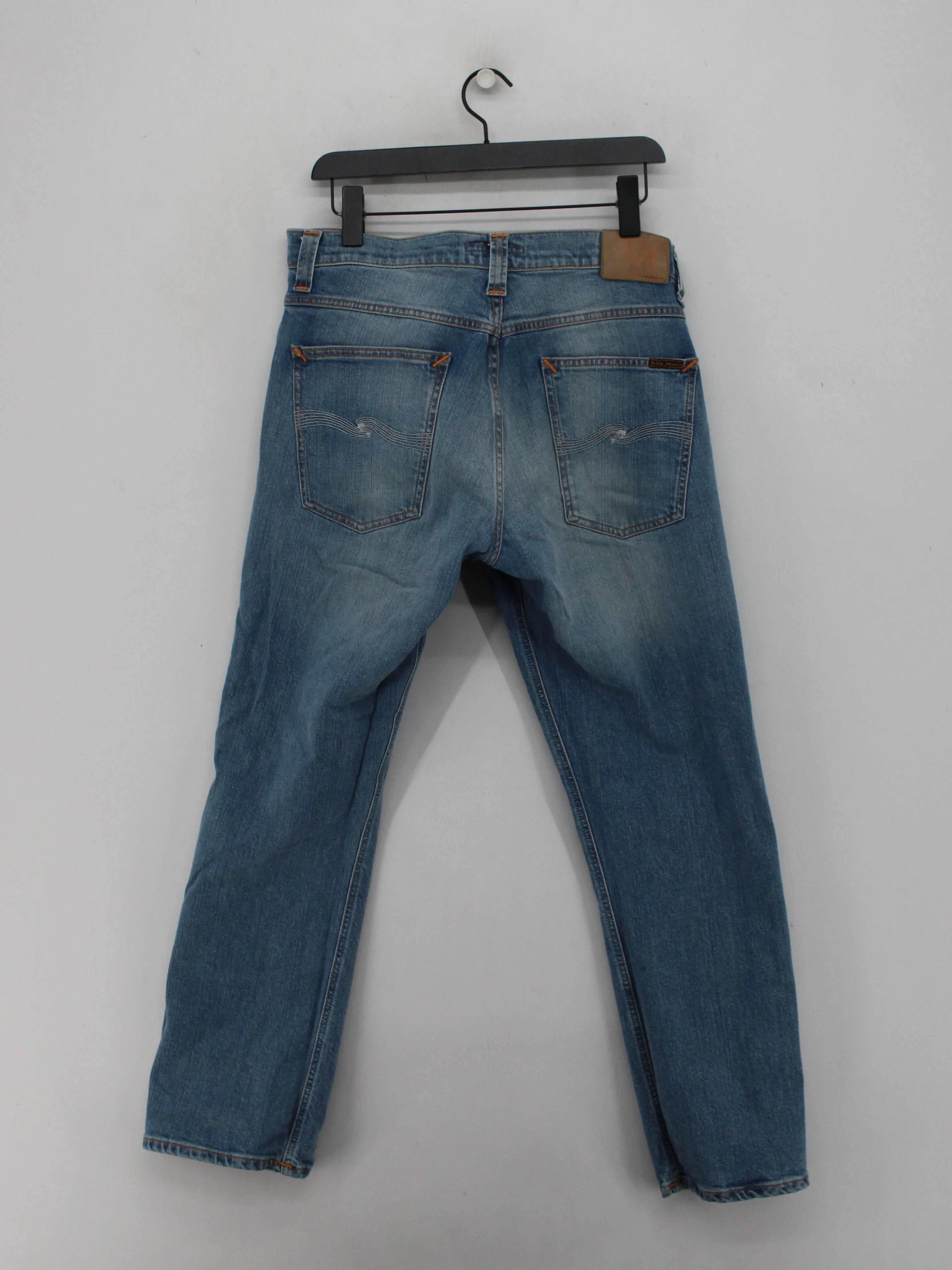 Nudie Jeans Men's Jeans XL Blue Cotton with Elastane Straight - Image 2