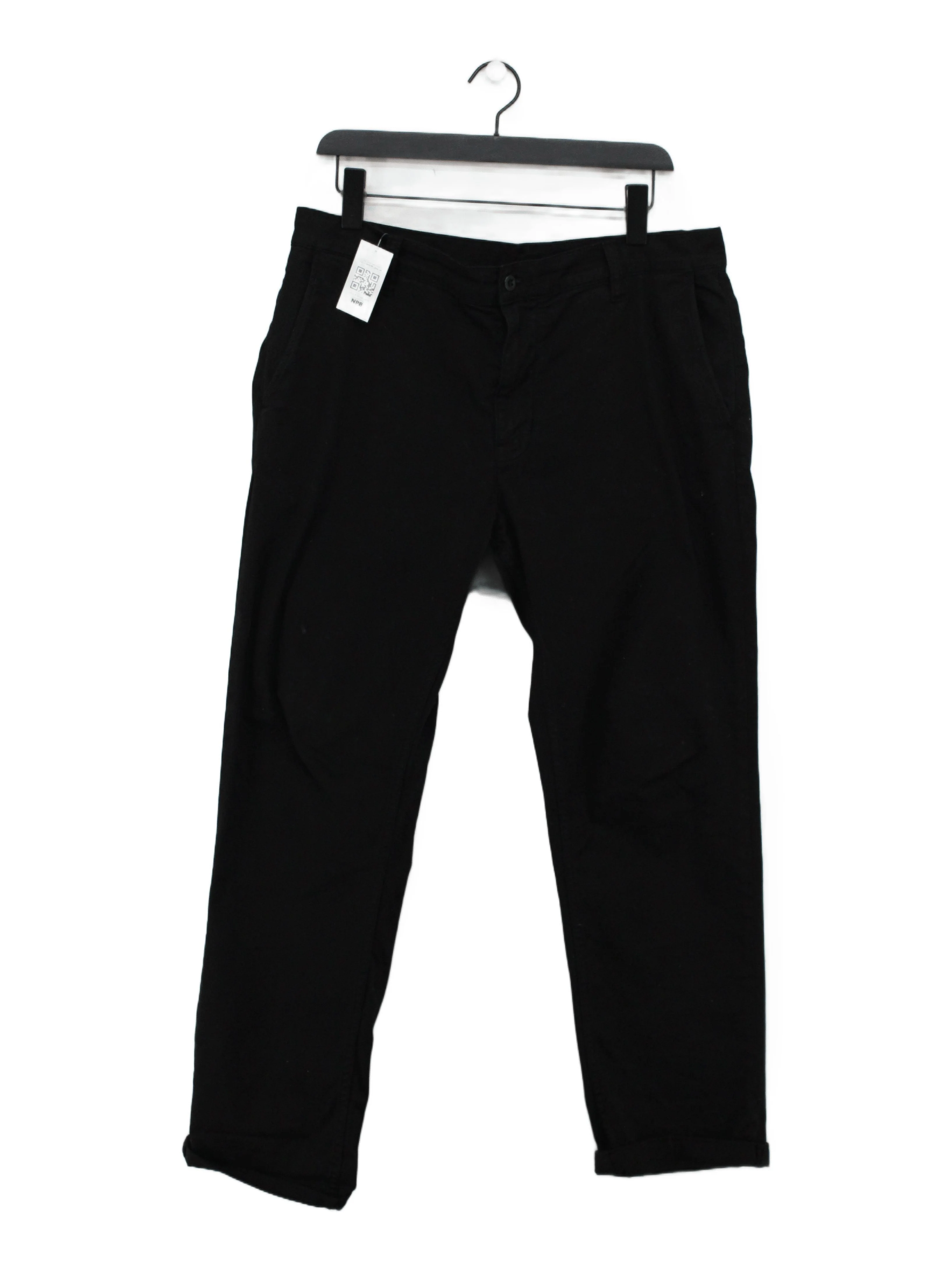 Nudie Jeans Men's Trousers L Black Cotton with Elastane Tapered Chino