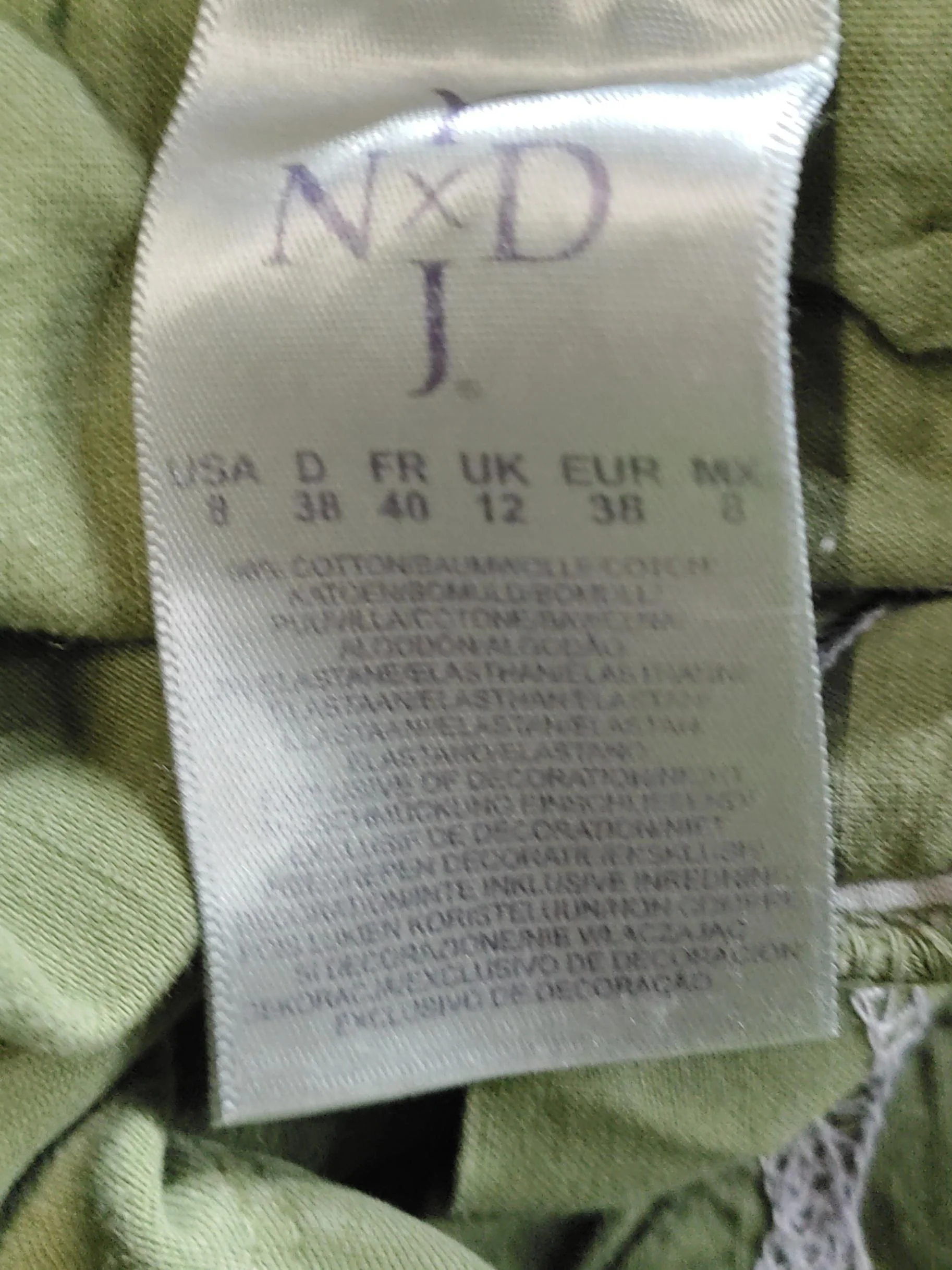 NYDJ Women's Trousers UK 12 Green Cotton with Elastane Straight Chino - Image 6
