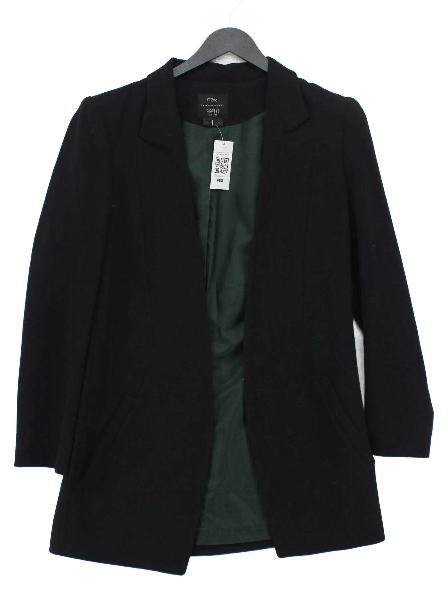 O'2nd Women's Blazer UK 6 Black Wool with Polyester Overcoat