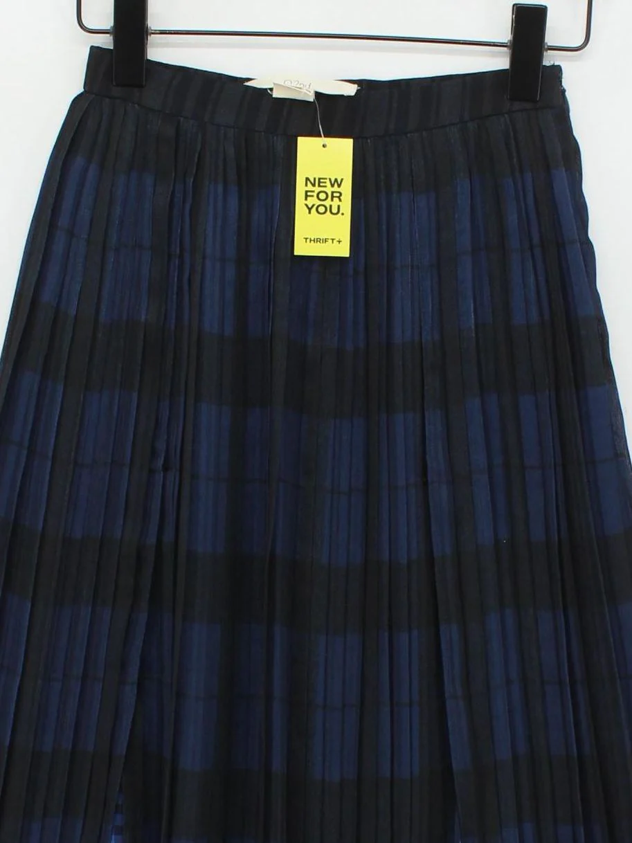 O'2nd Women's Maxi Skirt UK 8 Blue Checkered 100% Polyester Long Maxi - Image 3