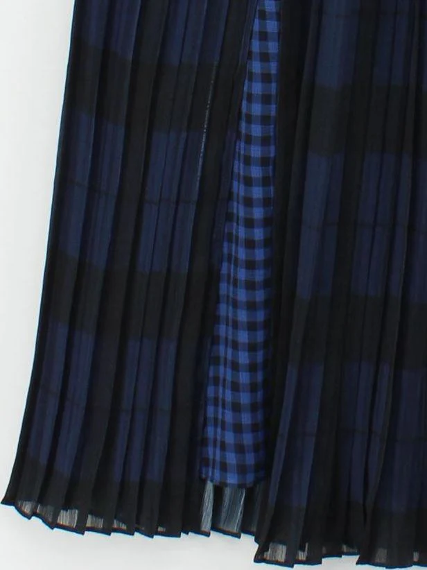O'2nd Women's Maxi Skirt UK 8 Blue Checkered 100% Polyester Long Maxi - Image 4