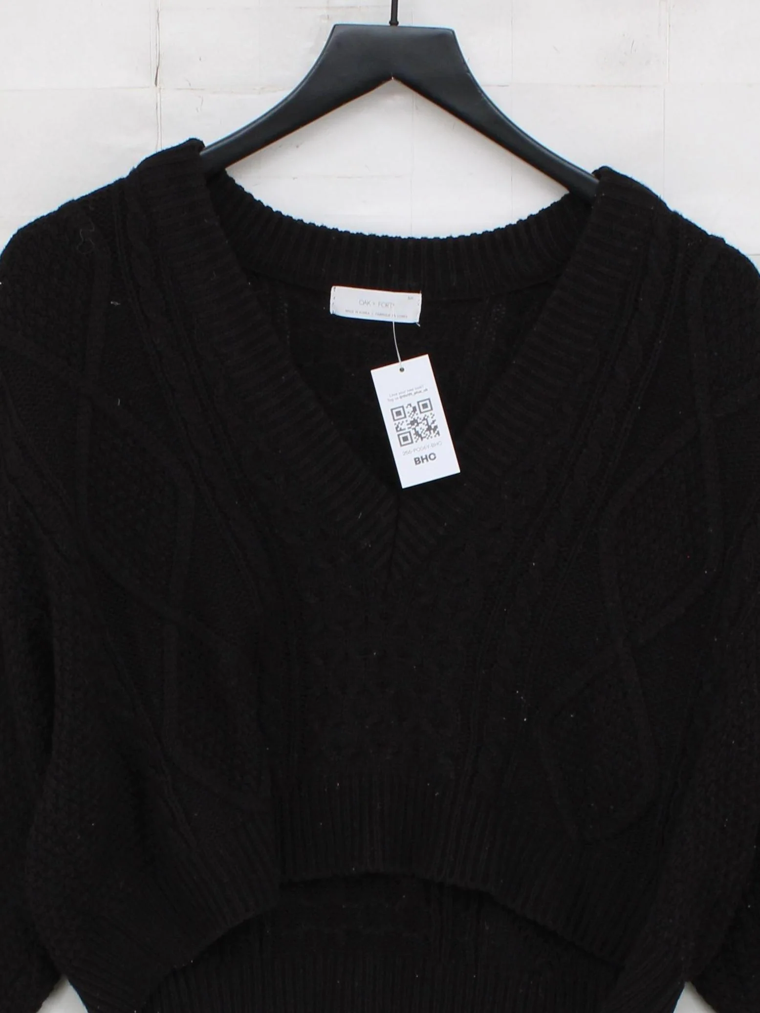 Oak + Fort Women's Jumper S Black 100% Acrylic V-Neck Pullover - Image 3