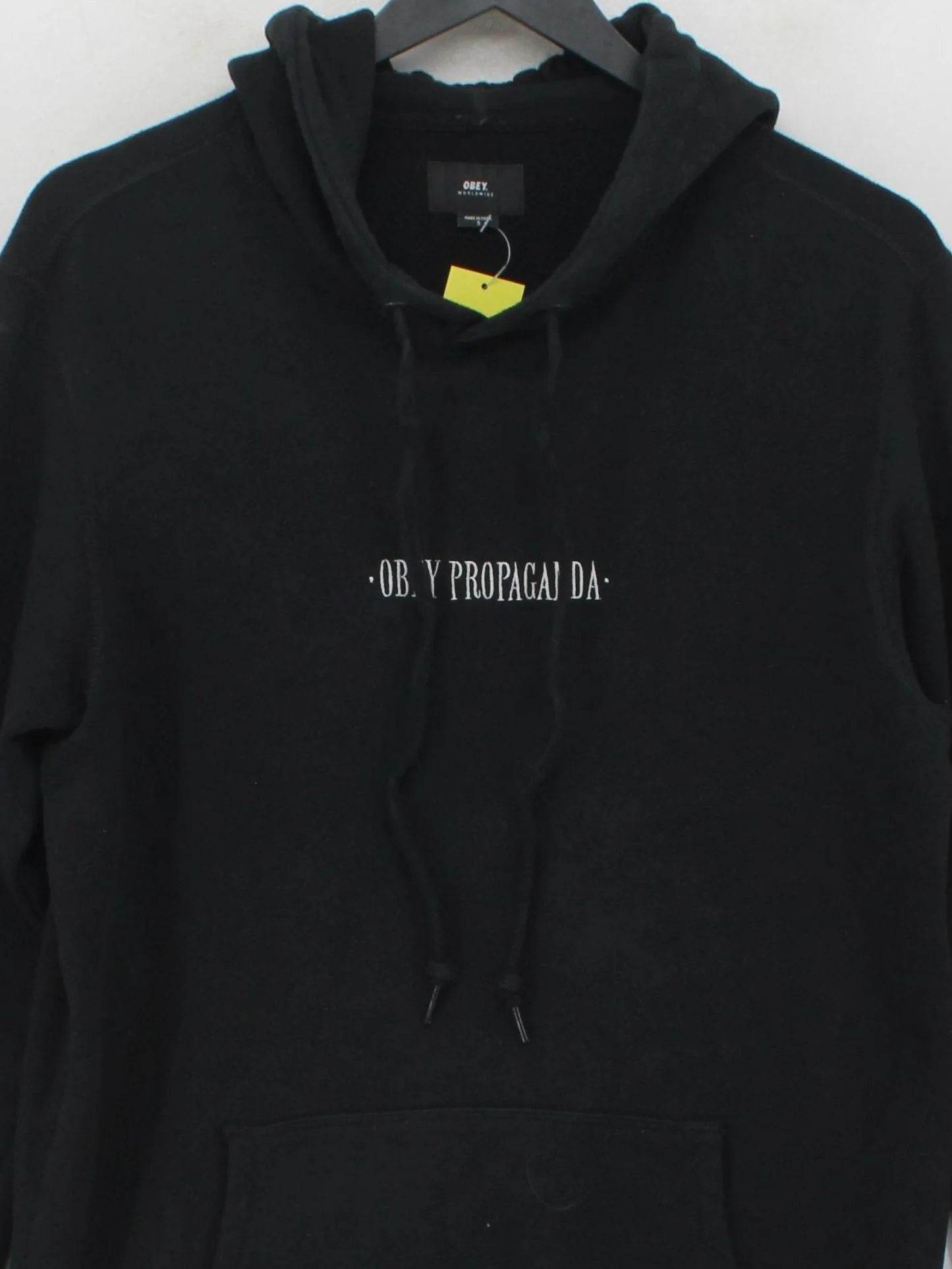 Obey Men's Hoodie S Black Cotton with Polyester Pullover - Image 3