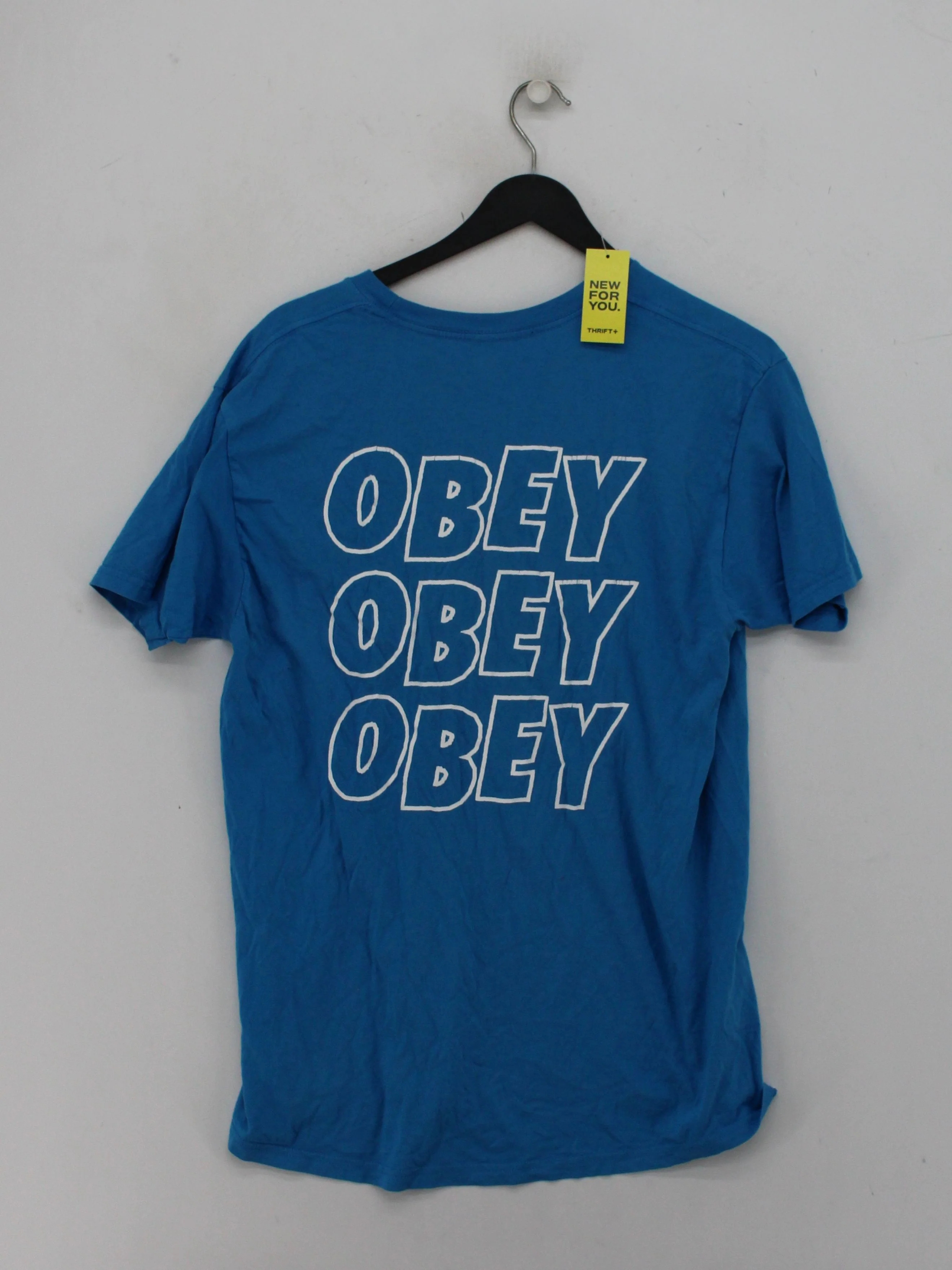 Obey Men's T-Shirt L Blue Graphic 100% Cotton Basic - Image 2
