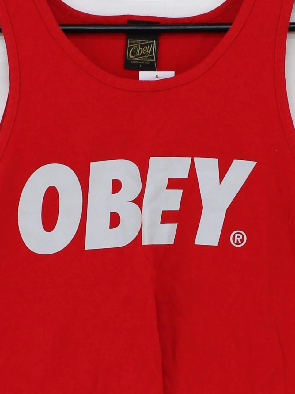 Obey Men's T-Shirt S Red Graphic 100% Cotton Sleeveless Round Neck Basic - Image 3