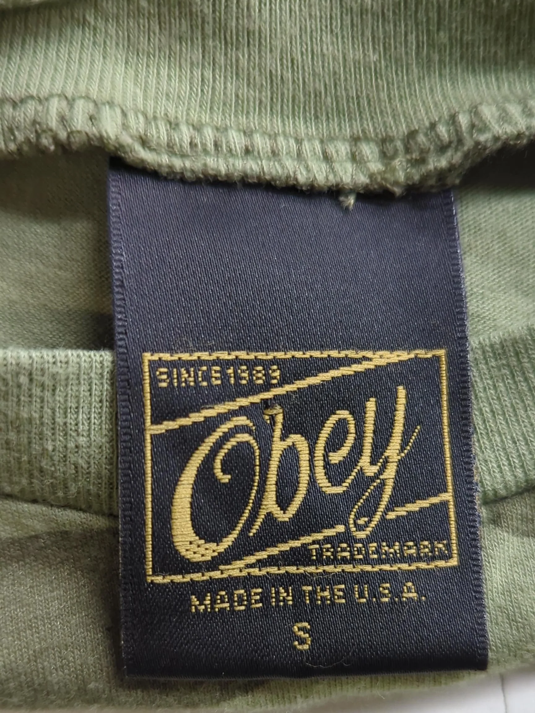 Obey Women's T-Shirt S Green Cotton with Polyester Basic - Image 6
