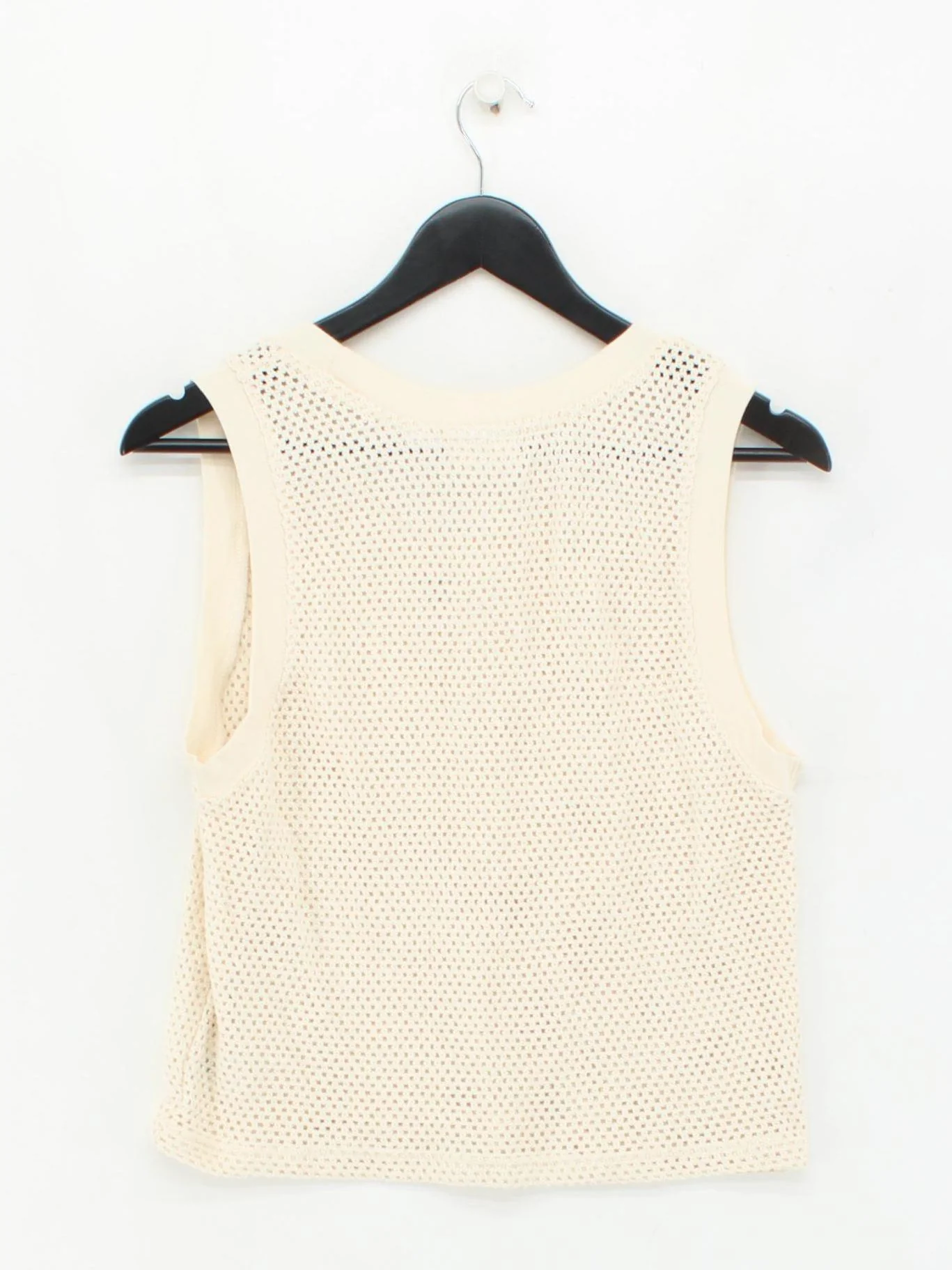 Obey Women's Top S Cream 100% Cotton Sleeveless V-Neck Basic - Image 2