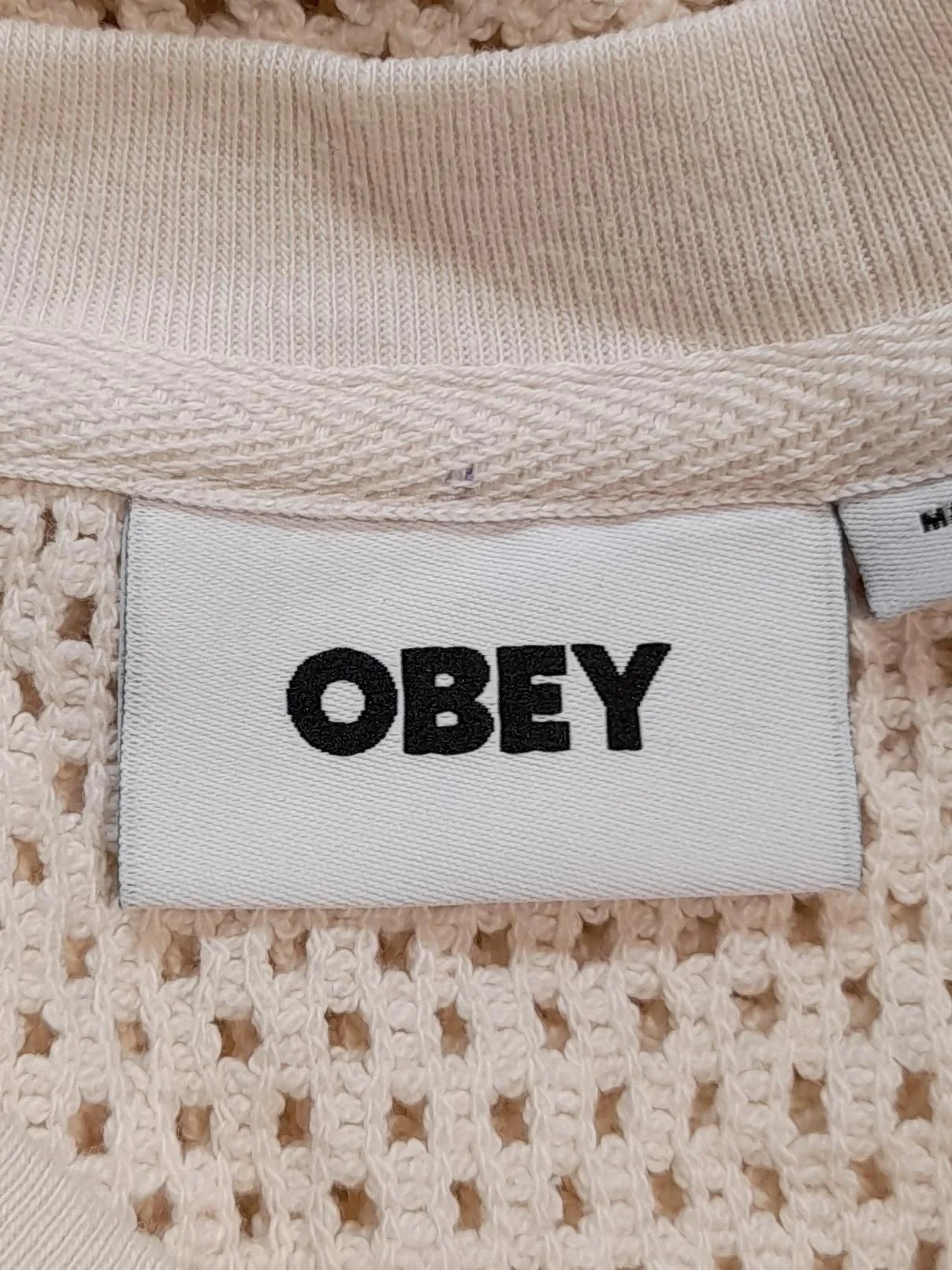 Obey Women's Top S Cream 100% Cotton Sleeveless V-Neck Basic - Image 5