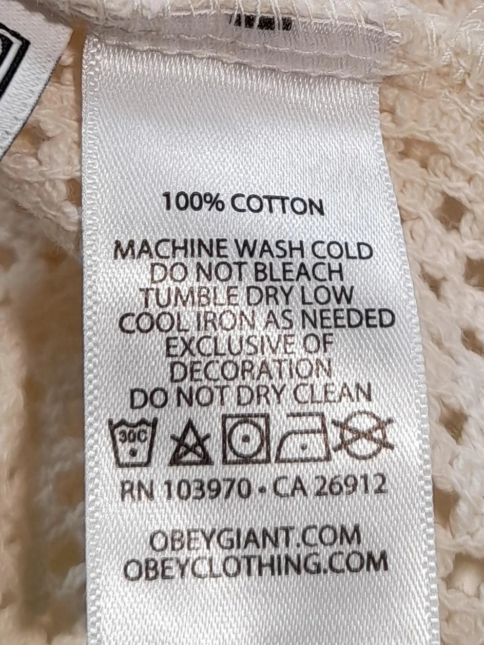 Obey Women's Top S Cream 100% Cotton Sleeveless V-Neck Basic - Image 6