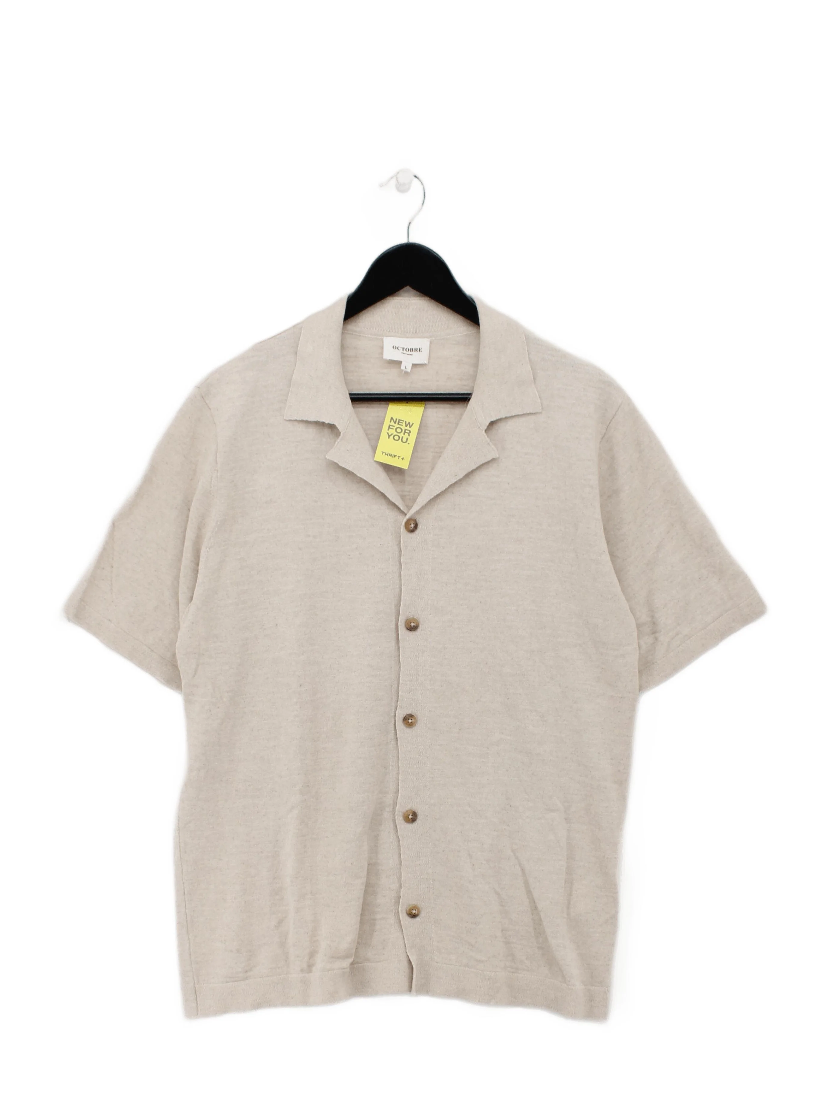 Octobre Editions Men's Shirt L Cream Cotton with Linen Basic