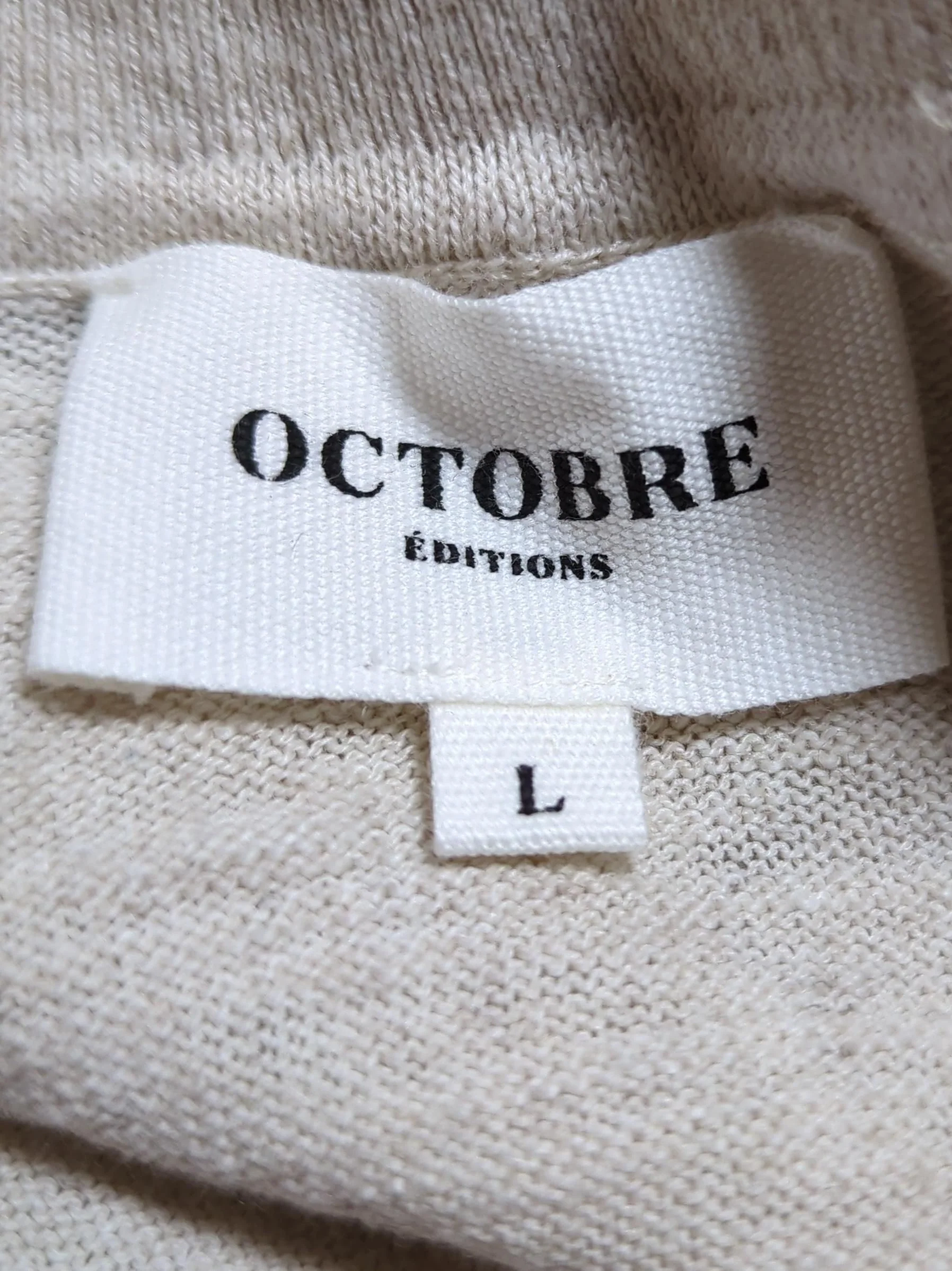 Octobre Editions Men's Shirt L Cream Cotton with Linen Basic - Image 5