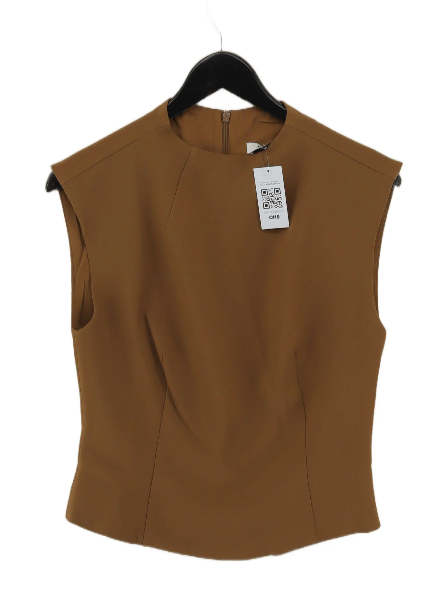 Oddmuse Women's Top L Brown Polyester with Rayon Sleeveless Mock Neck Basic