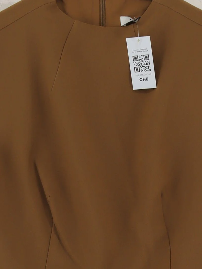Oddmuse Women's Top L Brown Polyester with Rayon Sleeveless Mock Neck Basic - Image 3