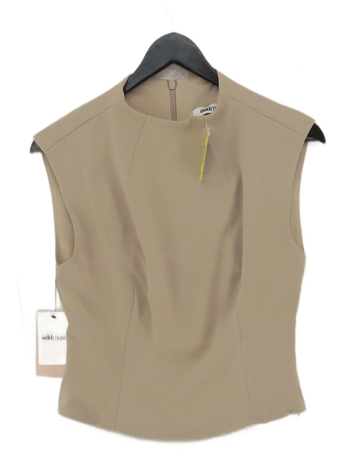 Oddmuse Women's Top M Tan Polyester with Spandex Sleeveless Round Neck Basic