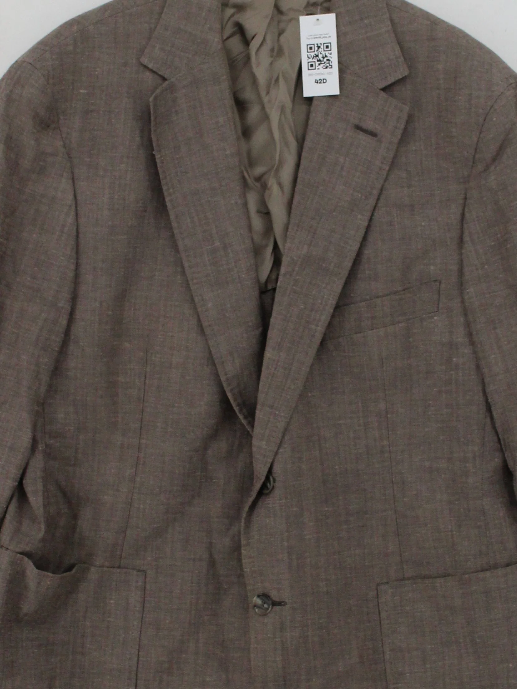 Odermark Men's Blazer Chest: 54 in Brown 100% Linen Overcoat - Image 3
