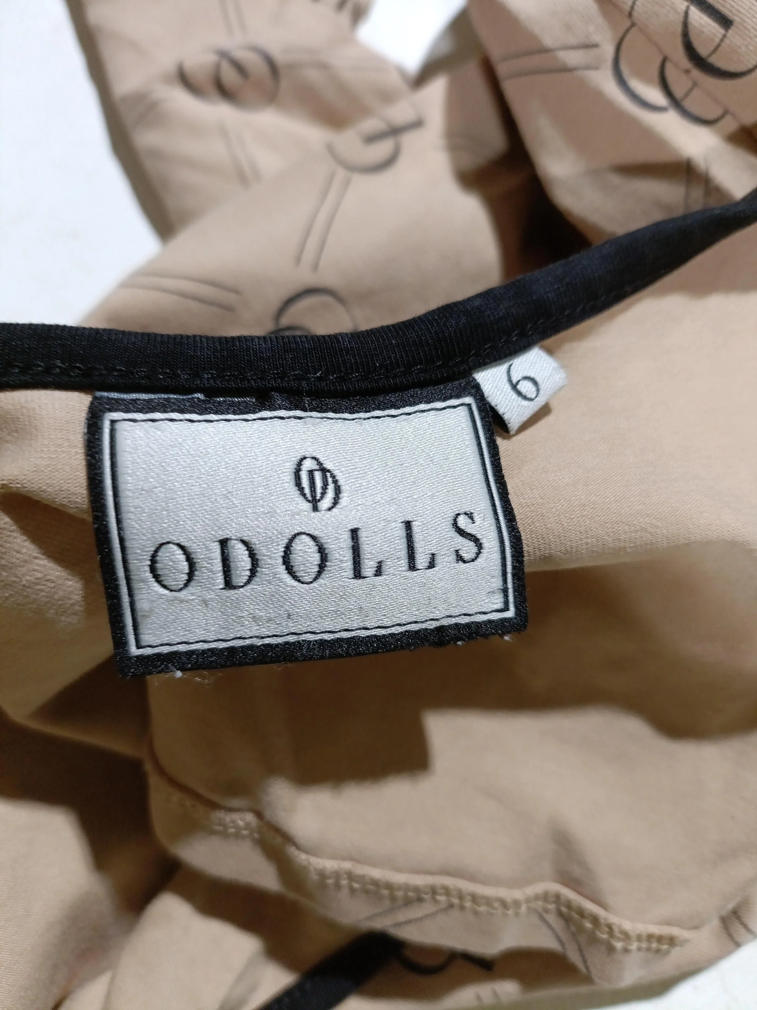 Odolls Women's Top UK 6 Tan Cotton with Elastane Long Sleeve Round Neck Cropped - Image 5