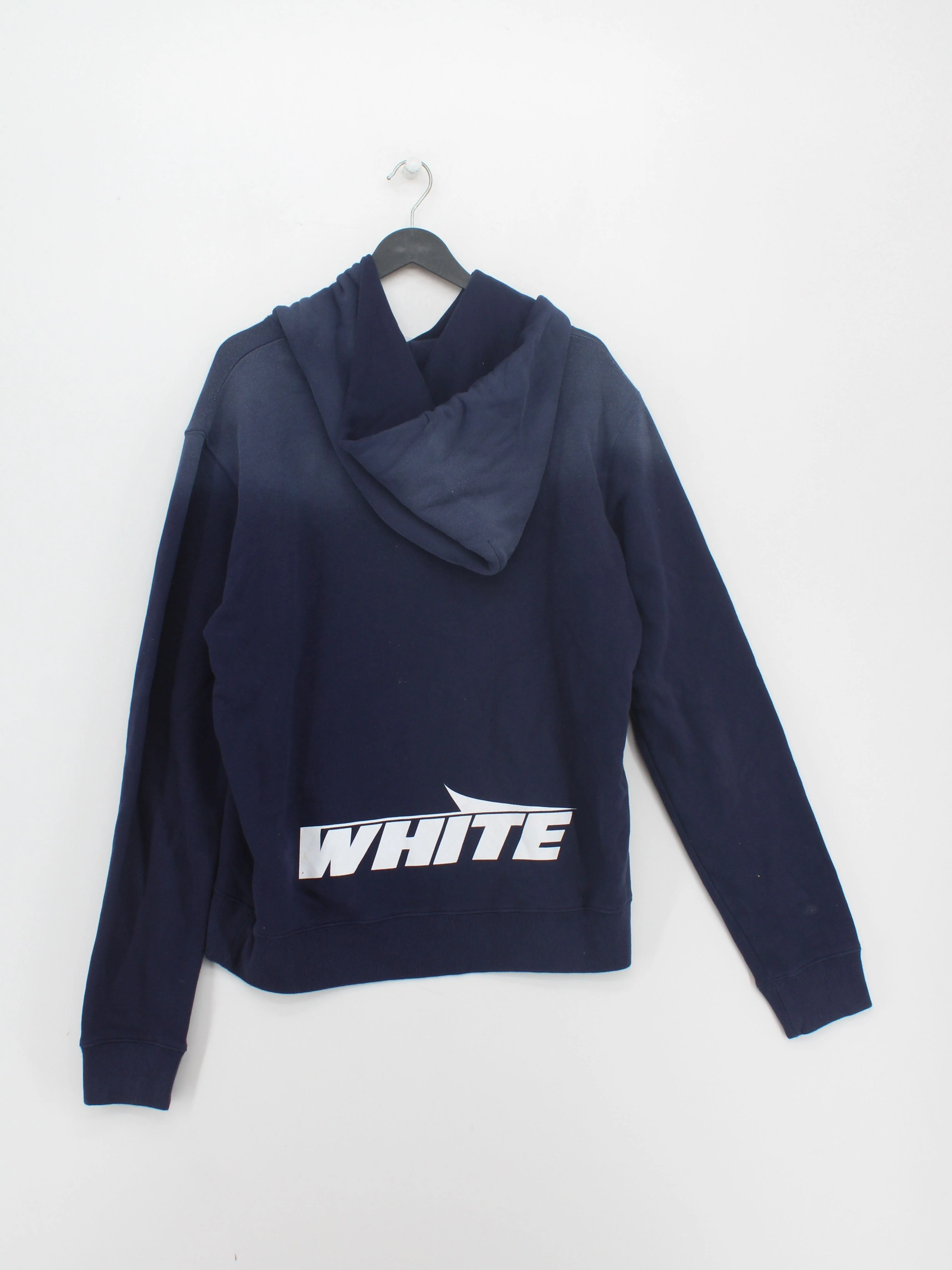 Off-White Men's Hoodie L Blue Graphic 100% Cotton Pullover - Image 2