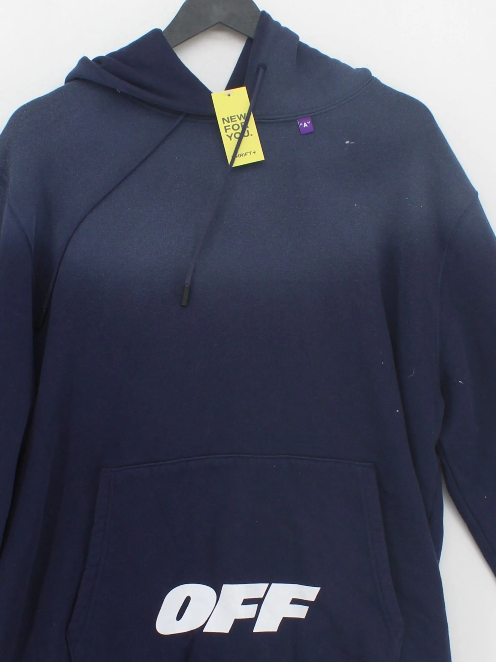 Off-White Men's Hoodie L Blue Graphic 100% Cotton Pullover - Image 3
