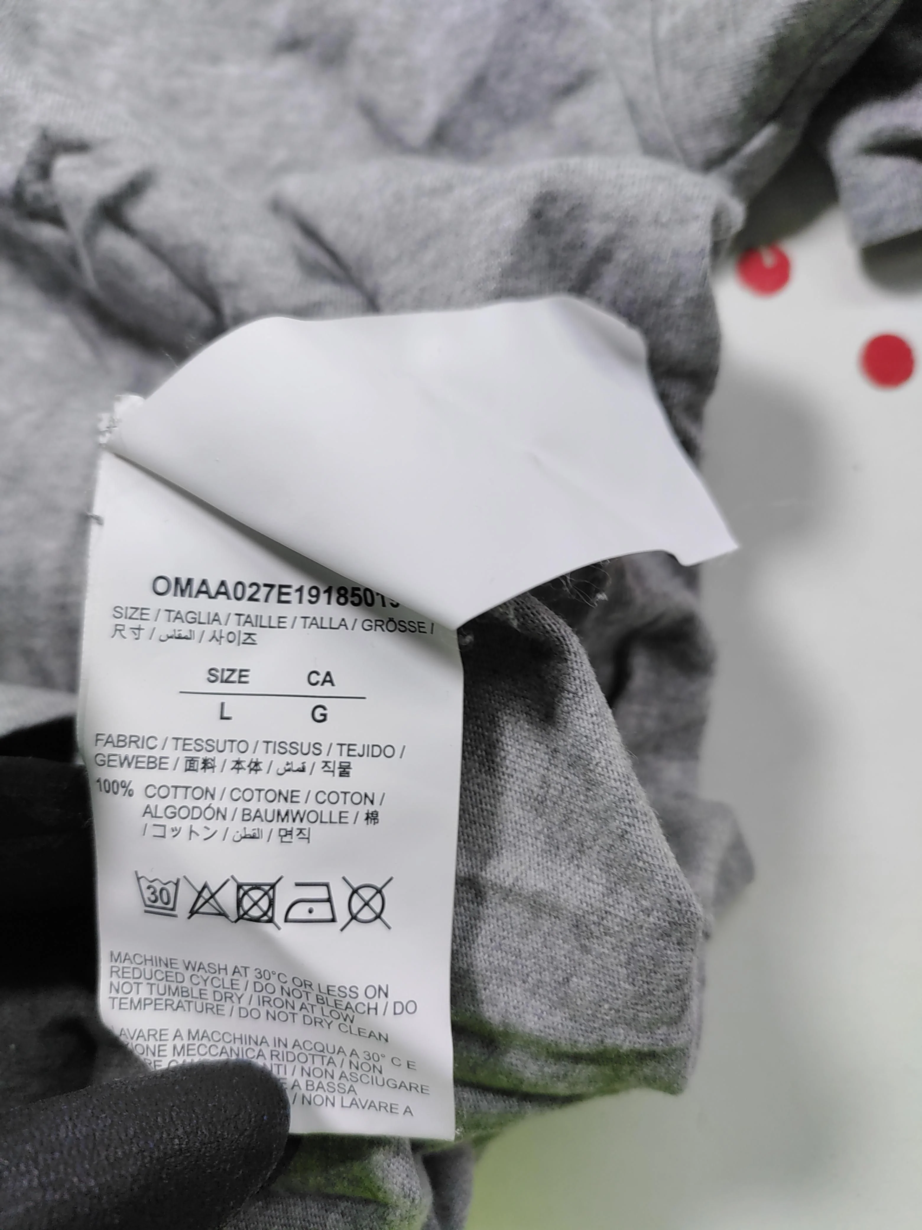 Off-White Men's T-Shirt L Grey 100% Cotton Basic - Image 7