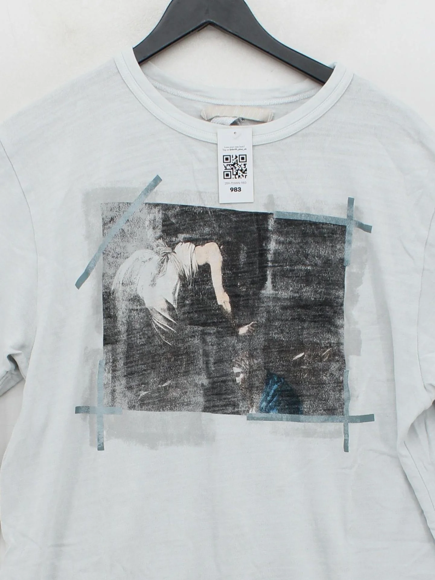 Off-White Men's T-Shirt S Blue Graphic 100% Cotton Basic - Image 3