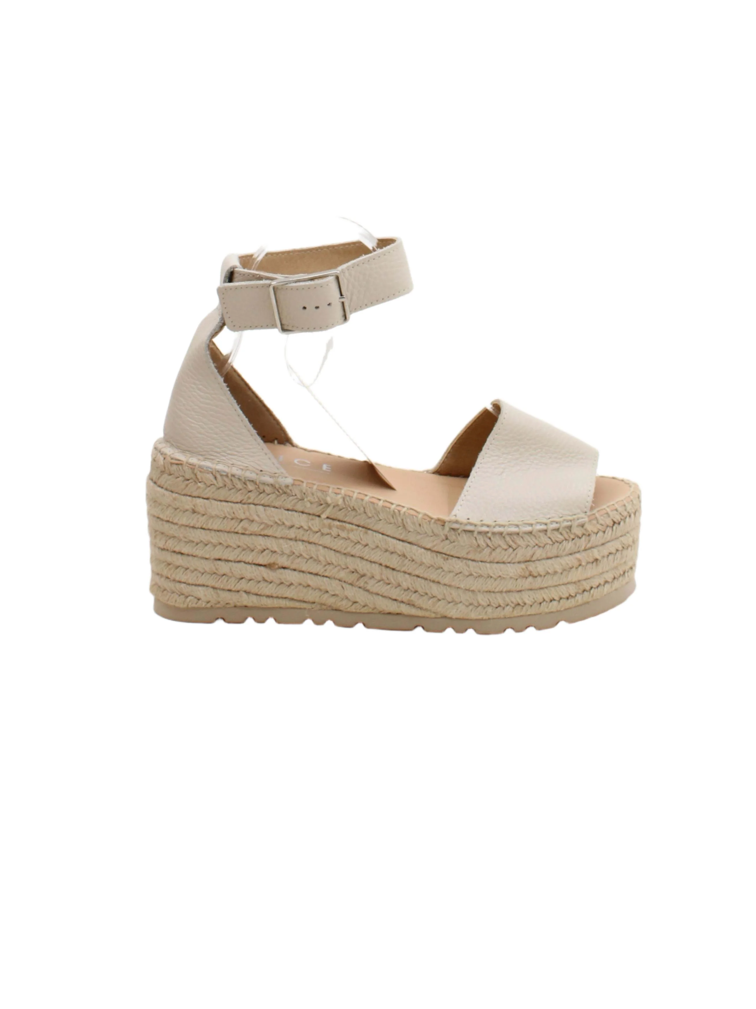 Office Women's Sandals UK 5 Cream 100% Leather Espadrille