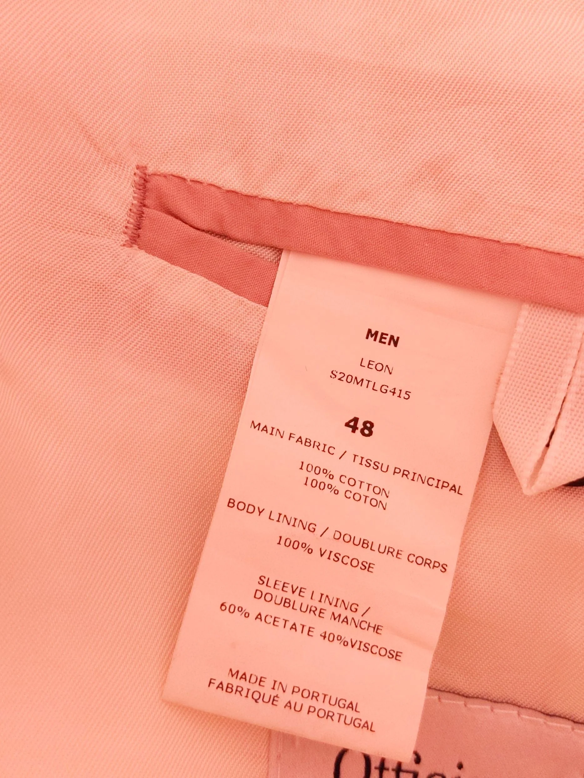 Officine Générale Men's Blazer Chest: 38 in Pink Cotton - Image 8