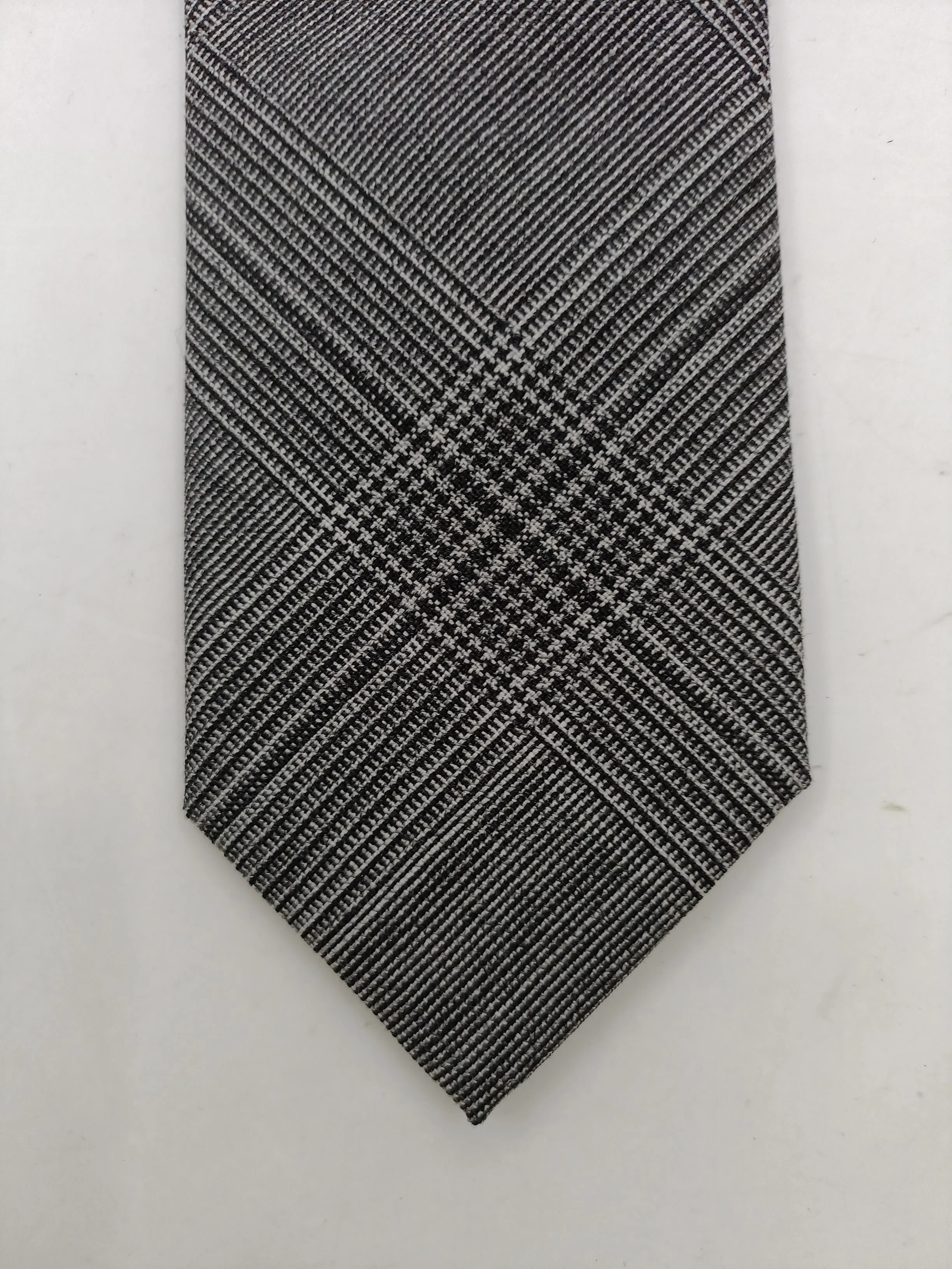 Officine Générale Men's Tie Grey Checkered 100% Wool - Image 3
