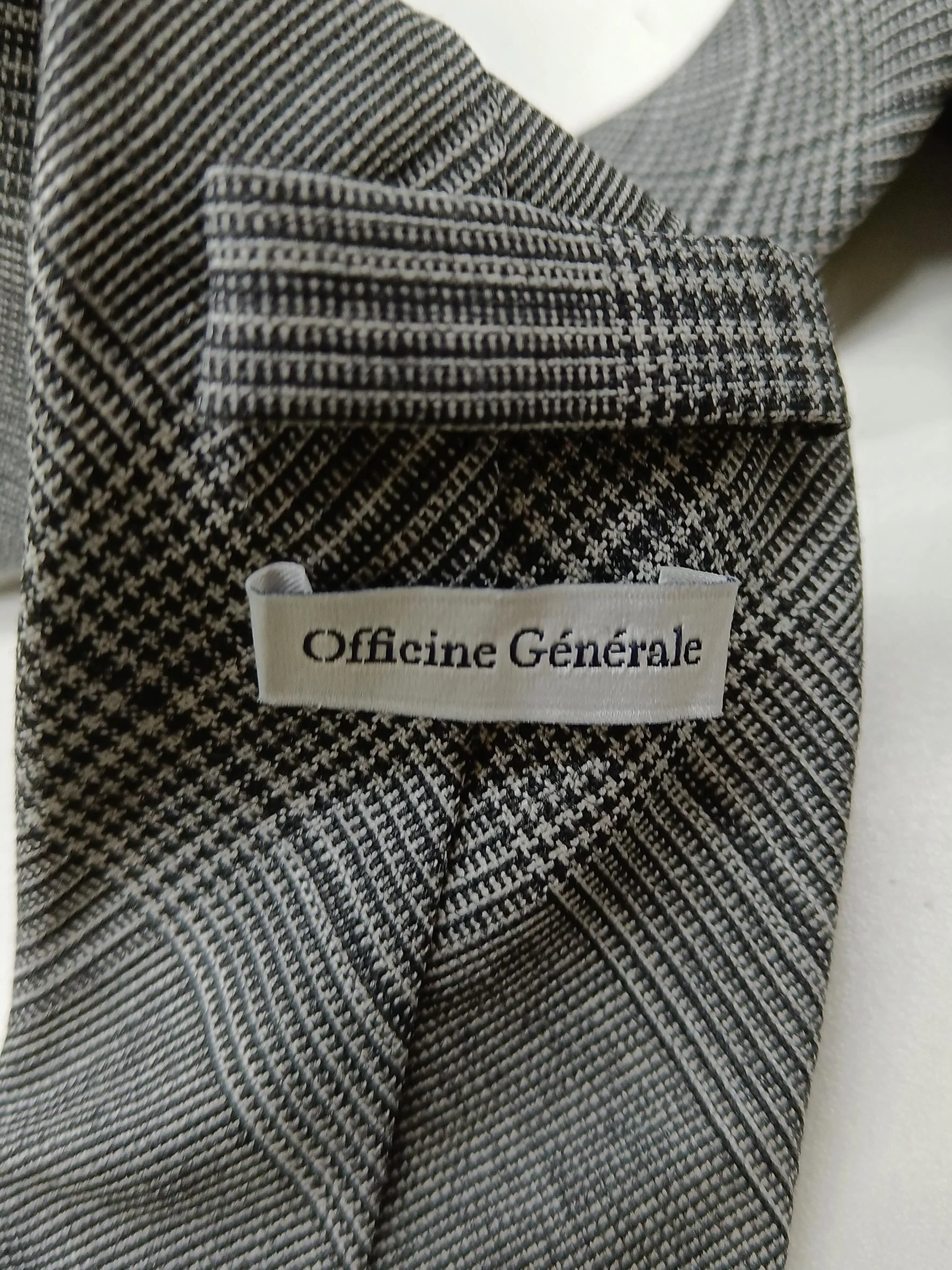 Officine Générale Men's Tie Grey Checkered 100% Wool - Image 5