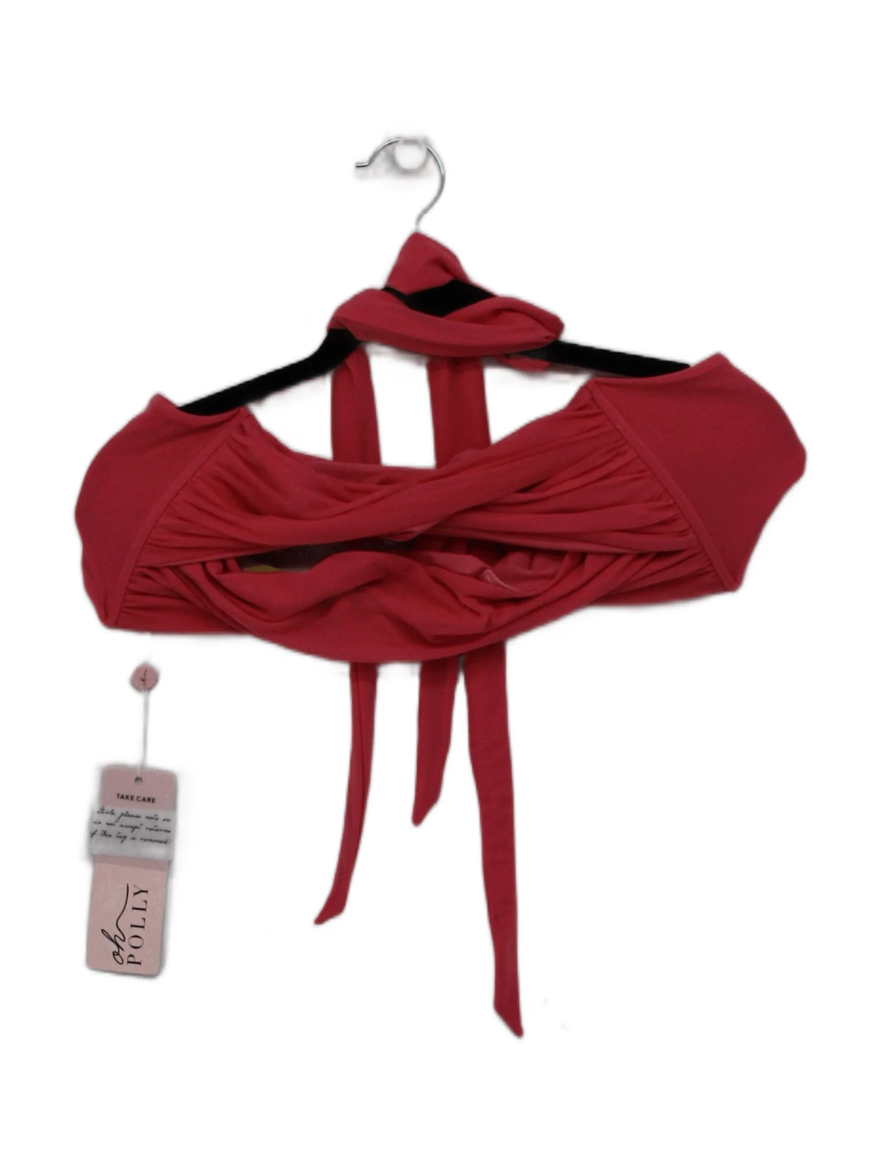 Oh Polly bandeau adjustable strap bikini top in pink
