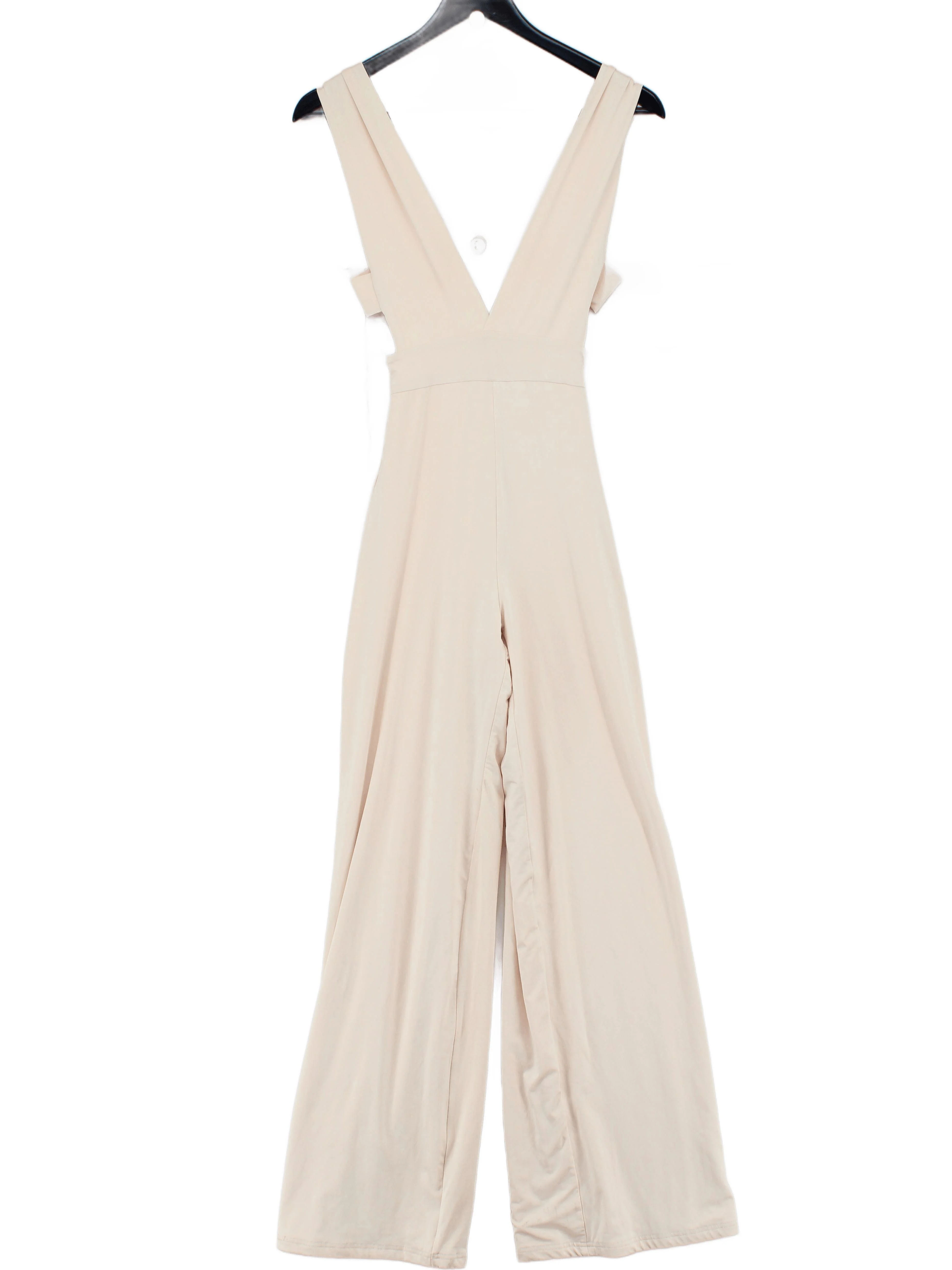 Oh Polly Women's Jumpsuit UK 8 Cream Polyester with Spandex Wide-Leg Jumpsuit