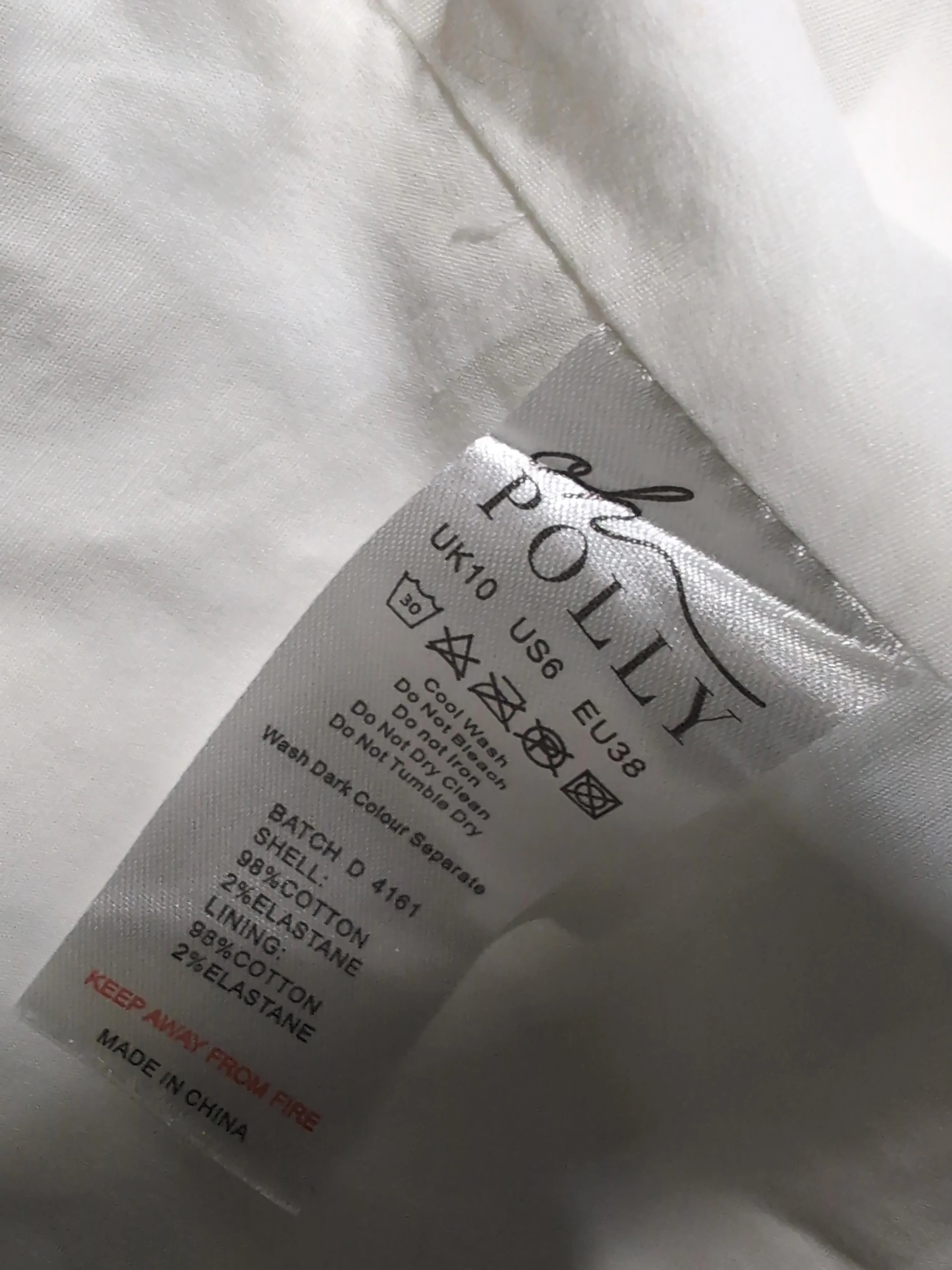 Oh Polly Women's Top UK 10 White Cotton with Elastane Cropped - Image 6
