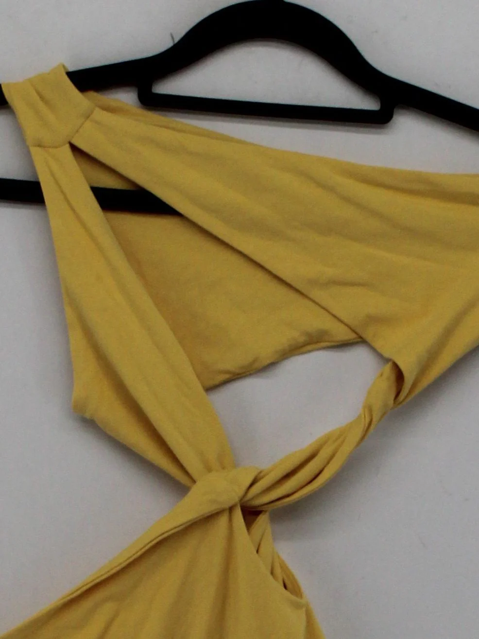 Oh Polly Women's Top UK 10 Yellow Cotton with Elastane Sleeveless V-Neck Cropped - Image 3