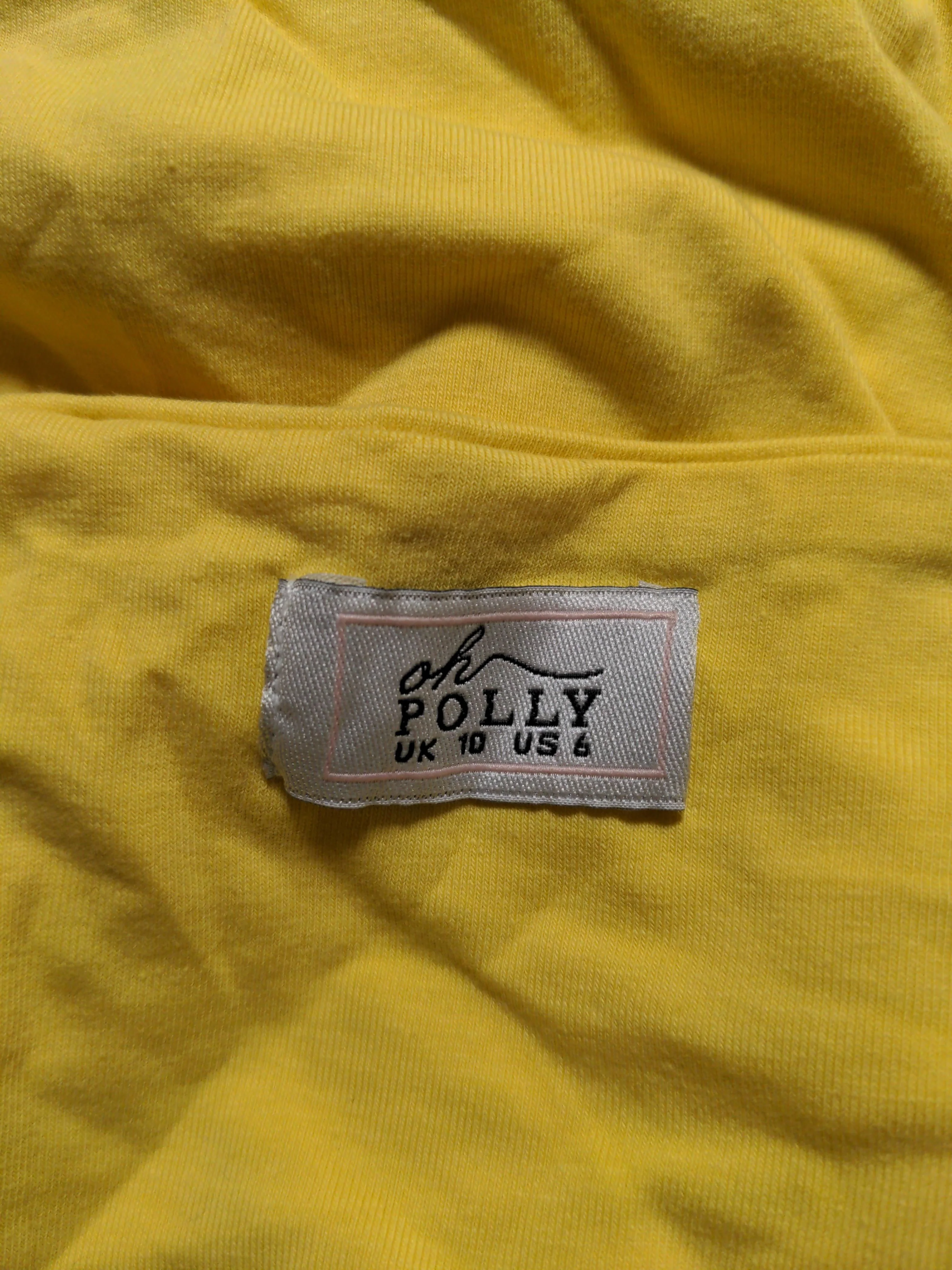 Oh Polly Women's Top UK 10 Yellow Cotton with Elastane Sleeveless V-Neck Cropped - Image 5