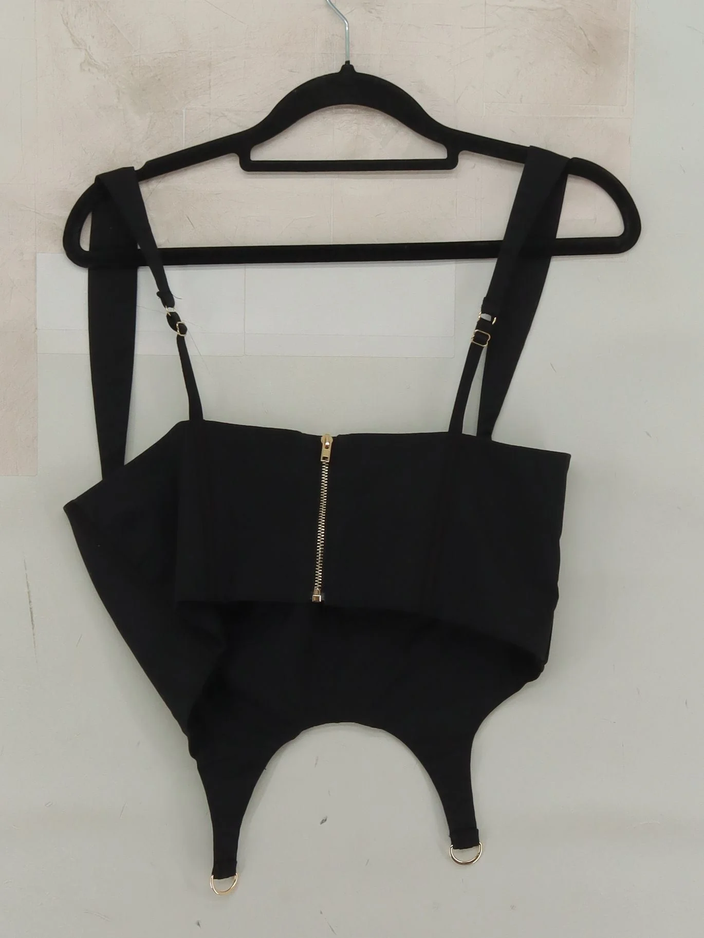 Oh Polly Women's Top UK 12 Black Cotton with Nylon, Elastane Cropped - Image 2