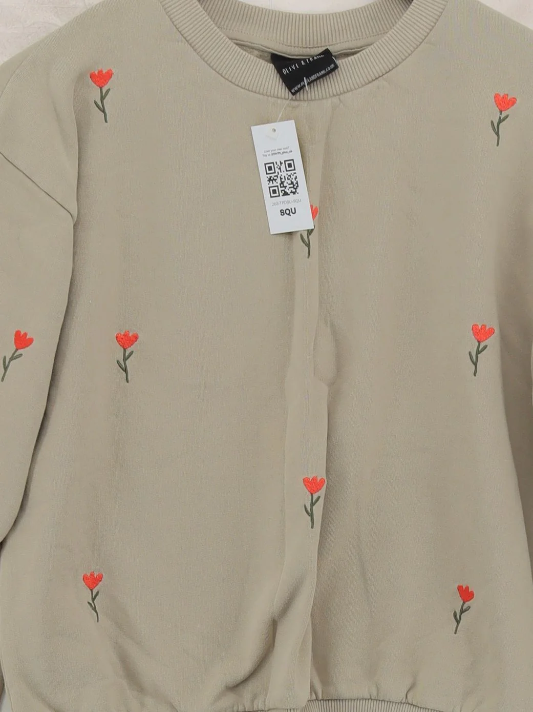 OLIVE AND FRANK Women's Hoodie S Cream Floral 100% Cotton Pullover - Image 3