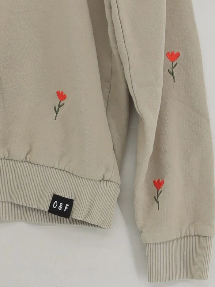 OLIVE AND FRANK Women's Hoodie S Cream Floral 100% Cotton Pullover - Image 4