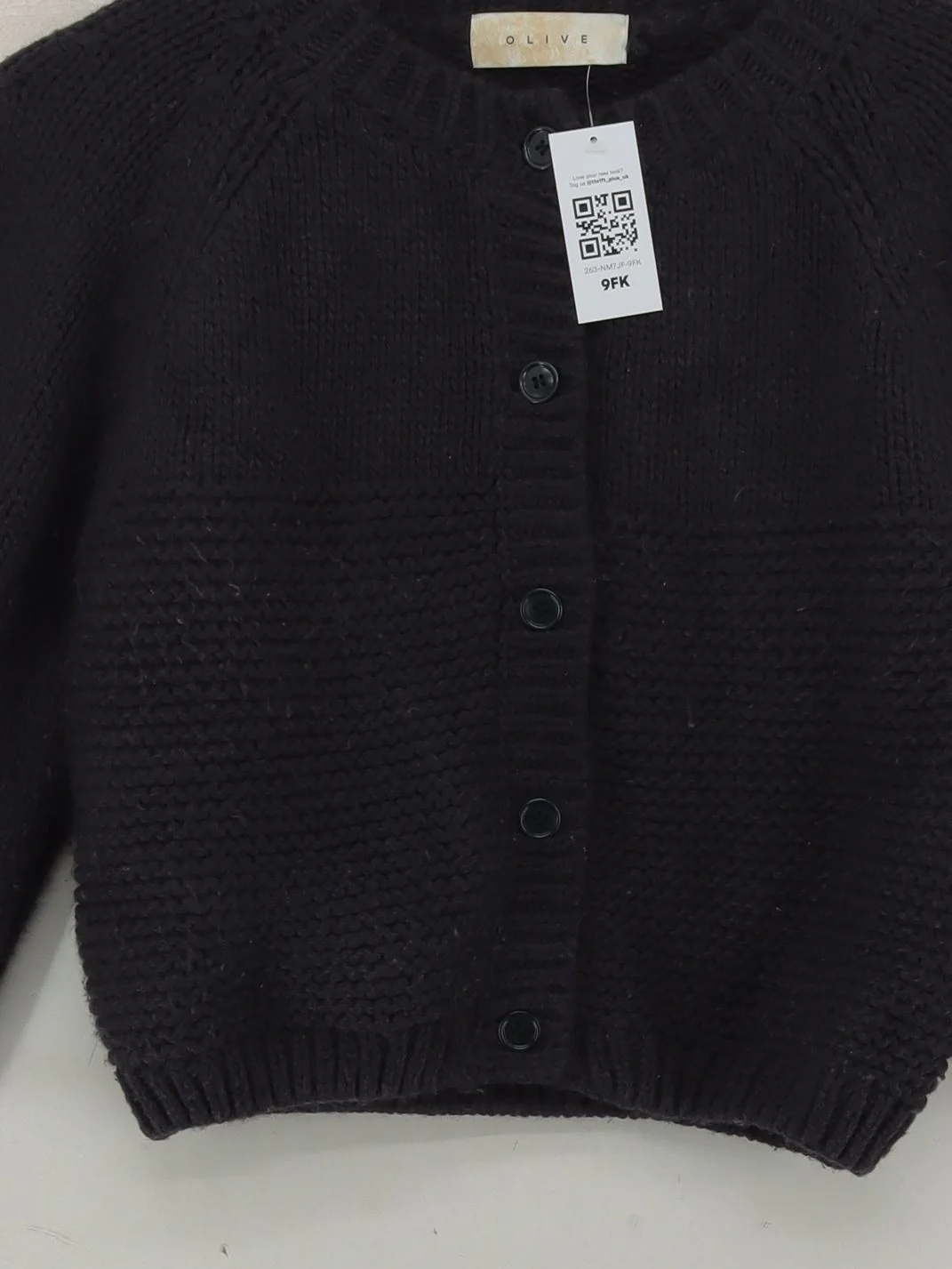 Olive Women's Cardigan S Black Wool with Polyester Round Neck Cardigan - Image 3