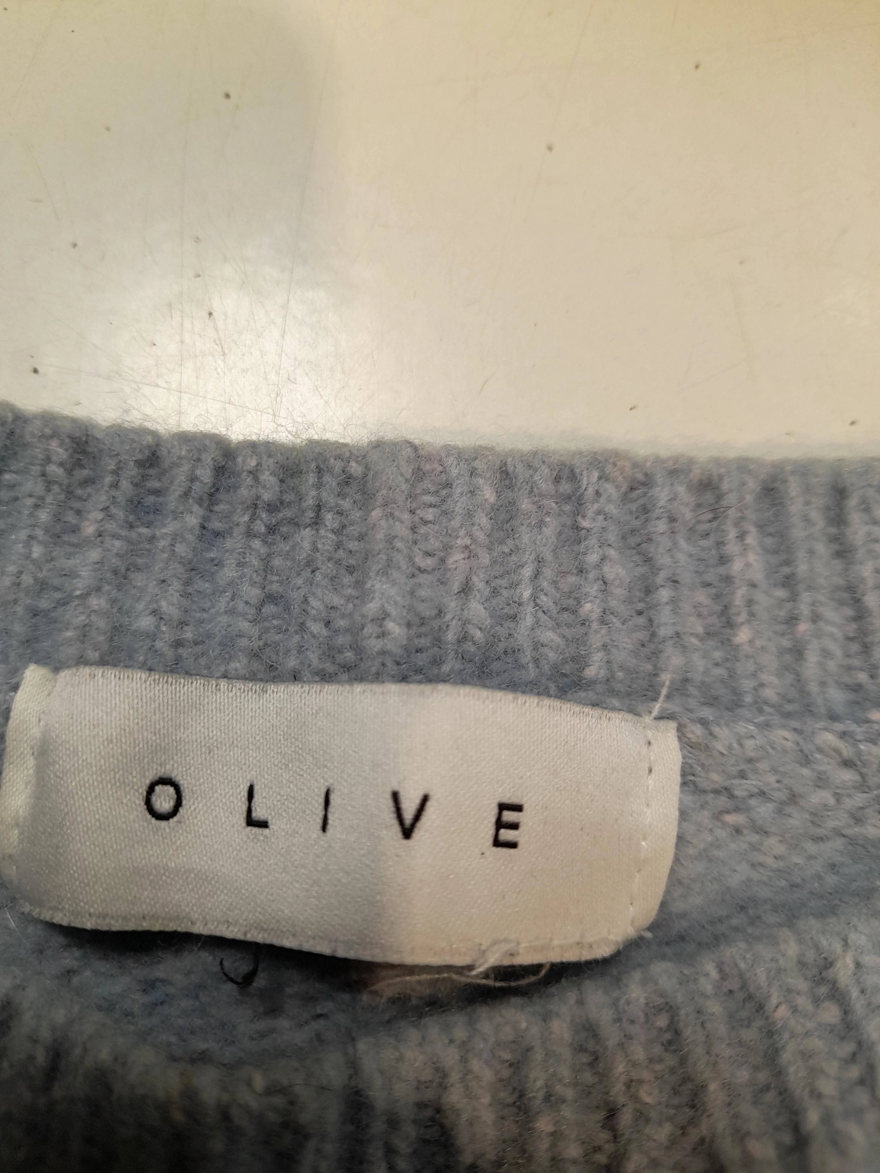 Olive Women's Jumper M Blue Wool with Polyamide, Acrylic Round Neck Pullover - Image 7