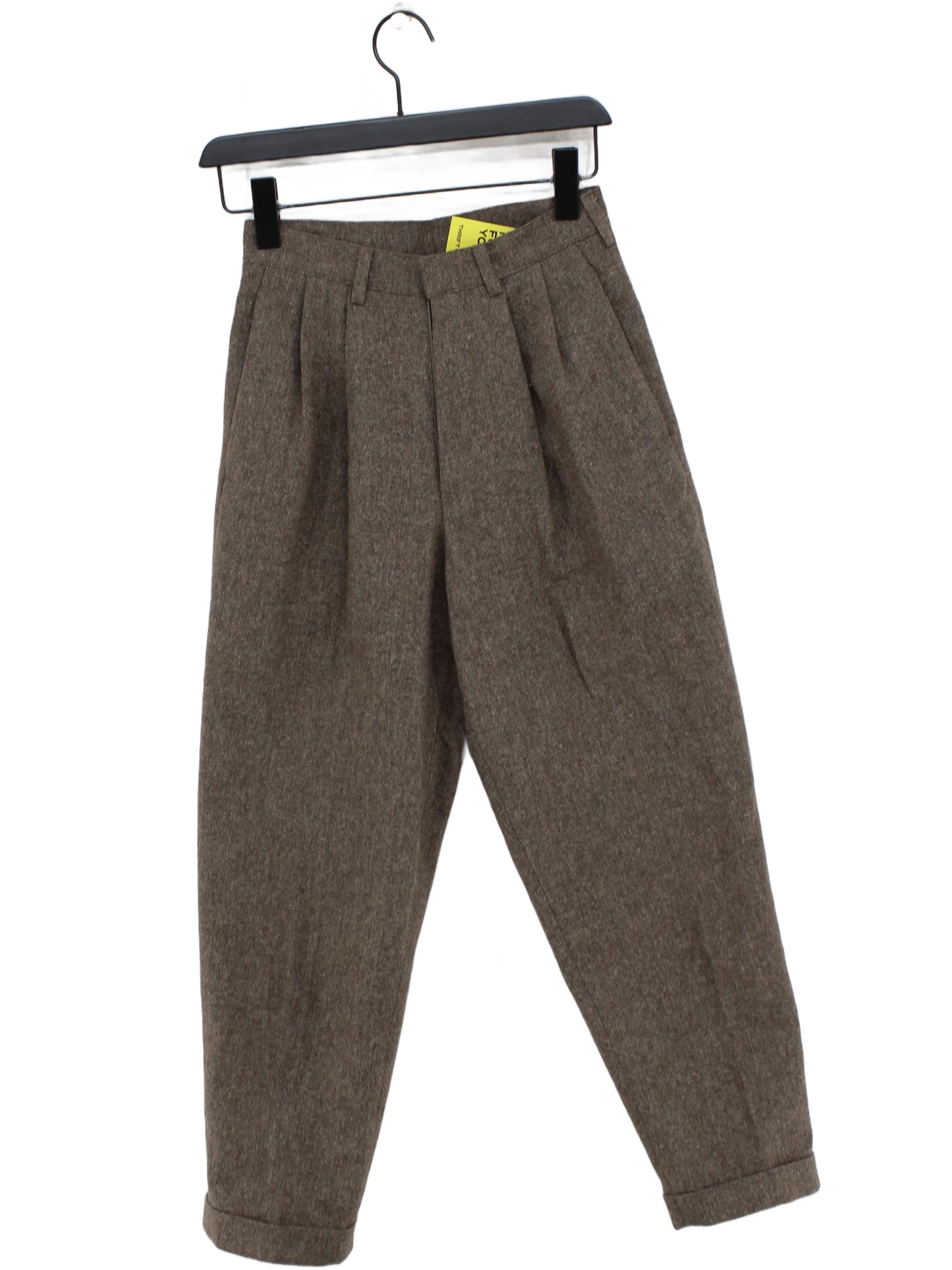 Olive Women's Trousers XS Brown 100% Wool Tapered Chino