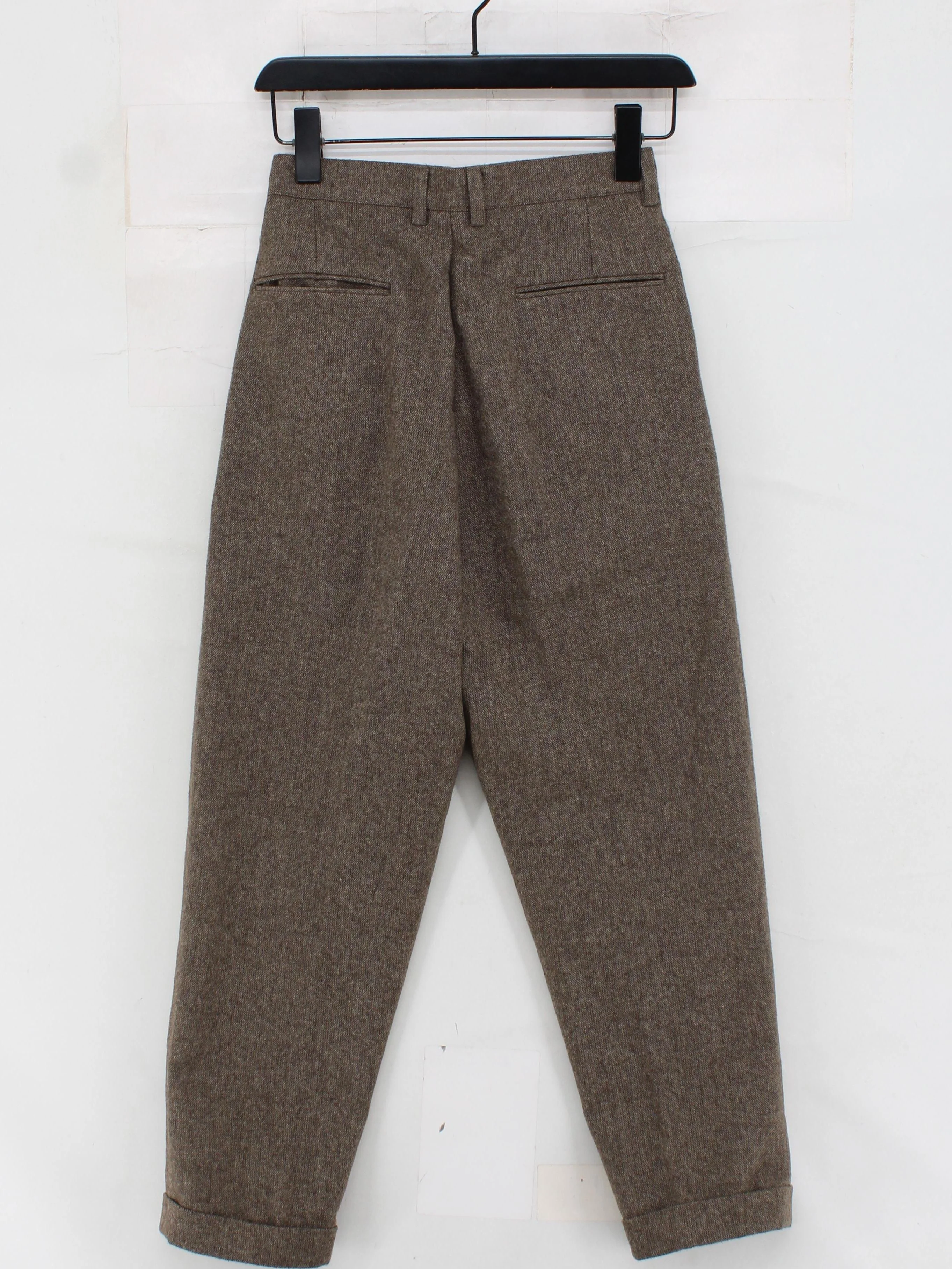 Olive Women's Trousers XS Brown 100% Wool Tapered Chino - Image 2