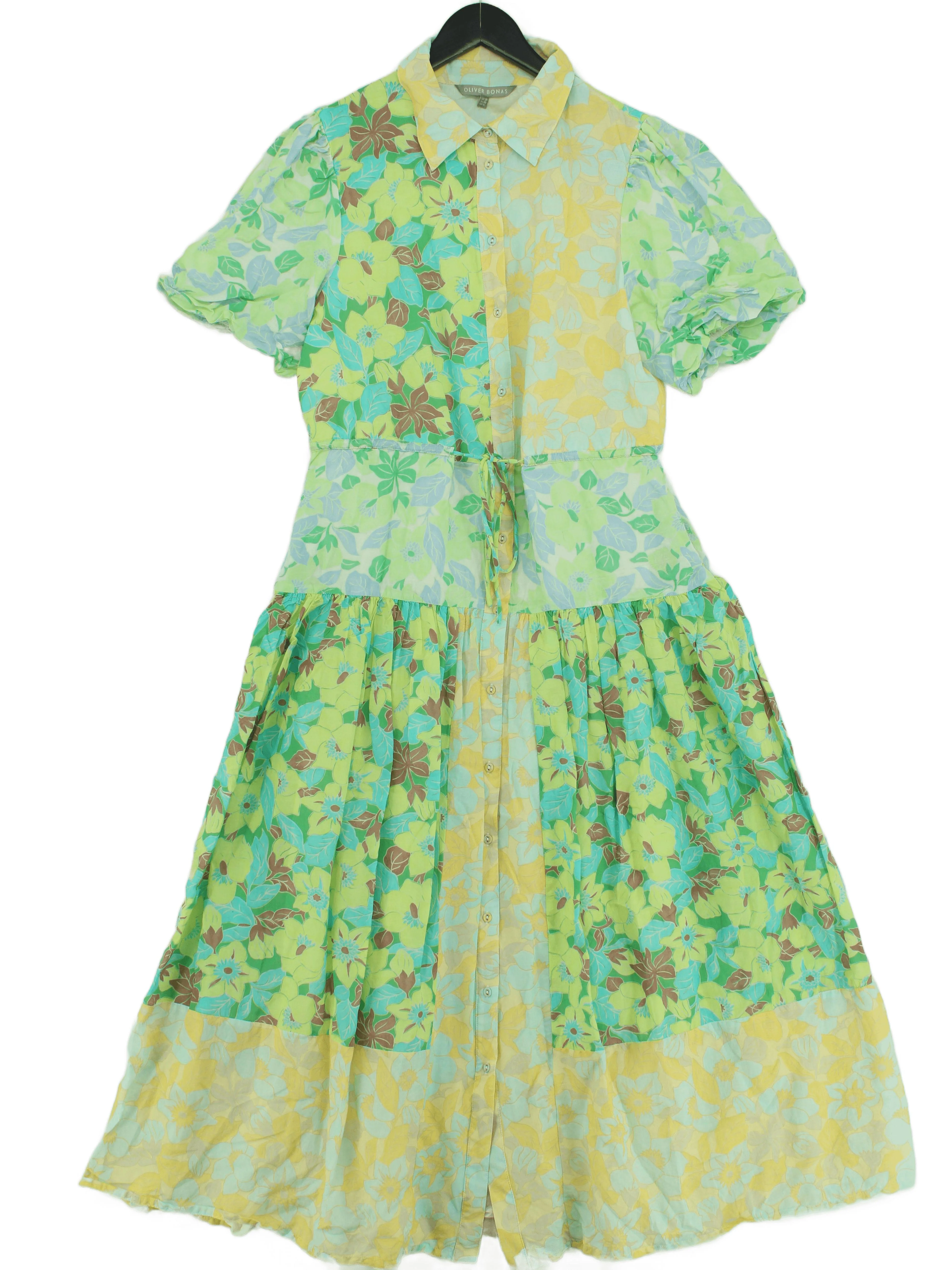 Oliver Bonas Shirt Midi Dress UK10 in Multi