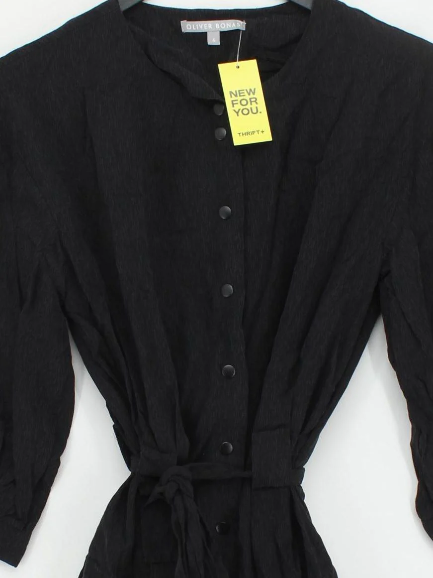 Oliver Bonas Shirt Mini Dress UK6 in Black - Image 3